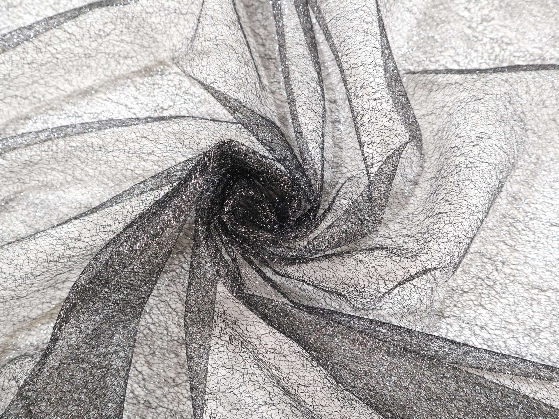 Metallic Novelty Tulle in Silver Graphite