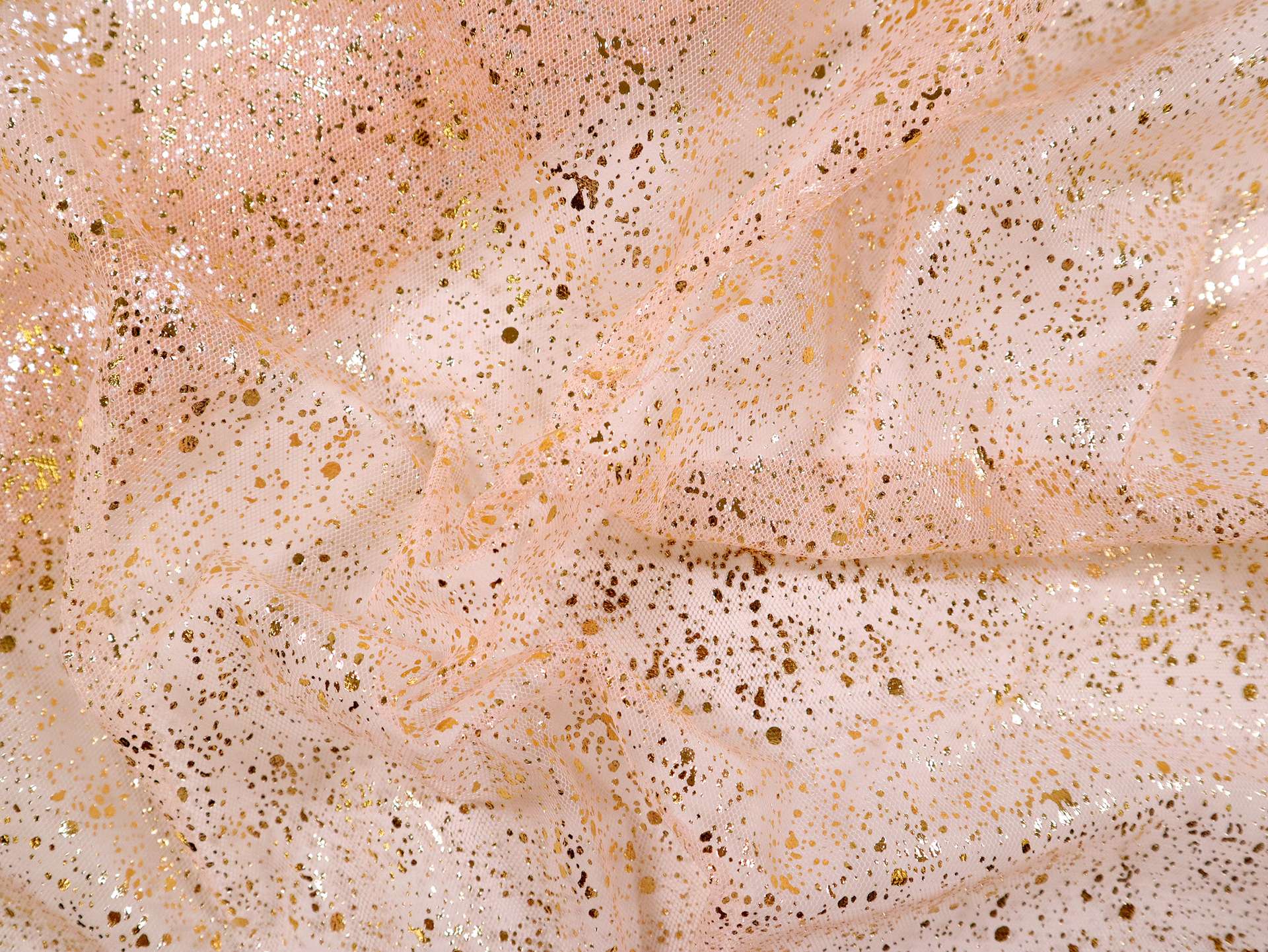 Metallic Speckled Tulle in Peach & Gold