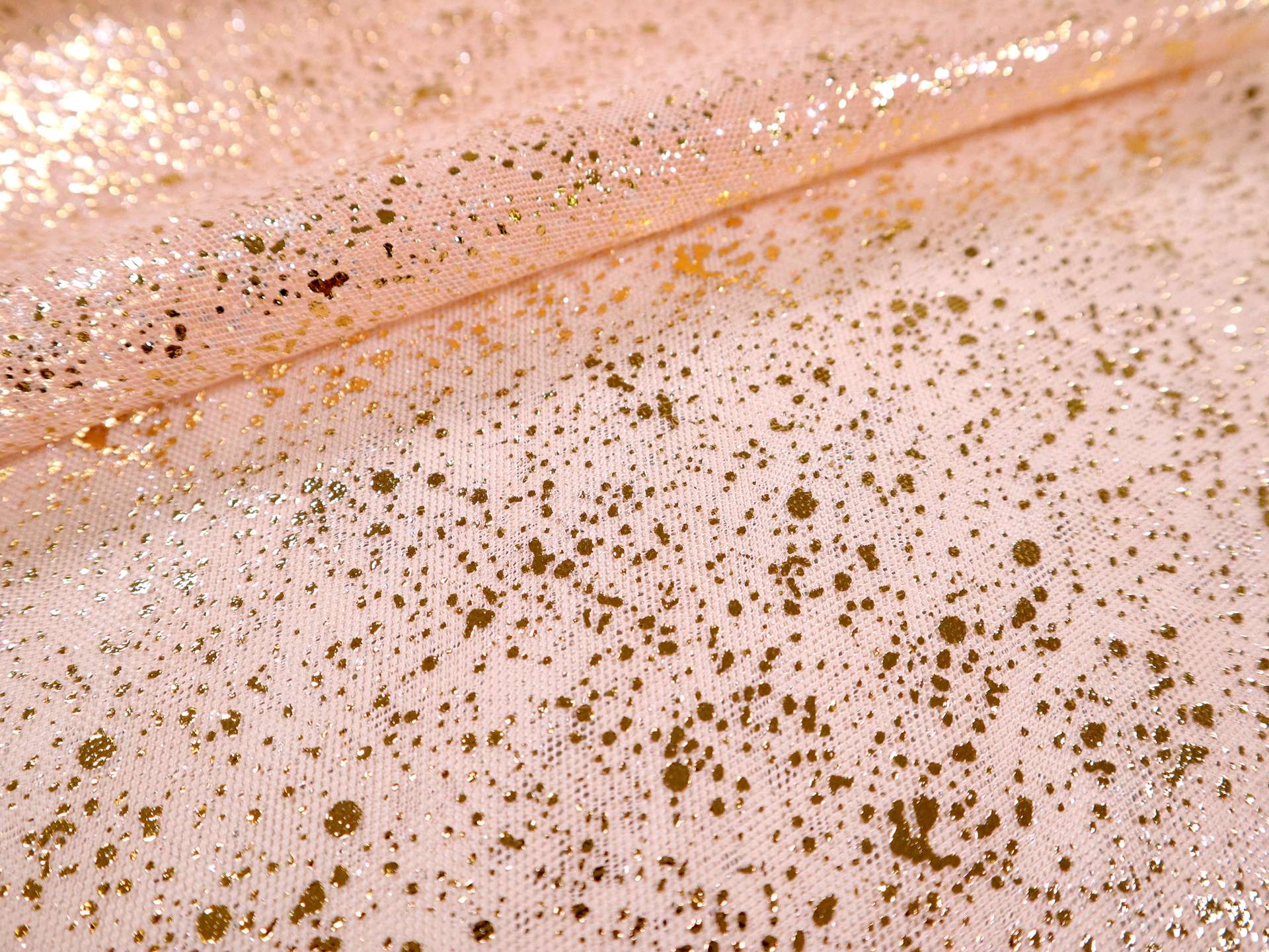 Metallic Speckled Tulle in Peach & Gold