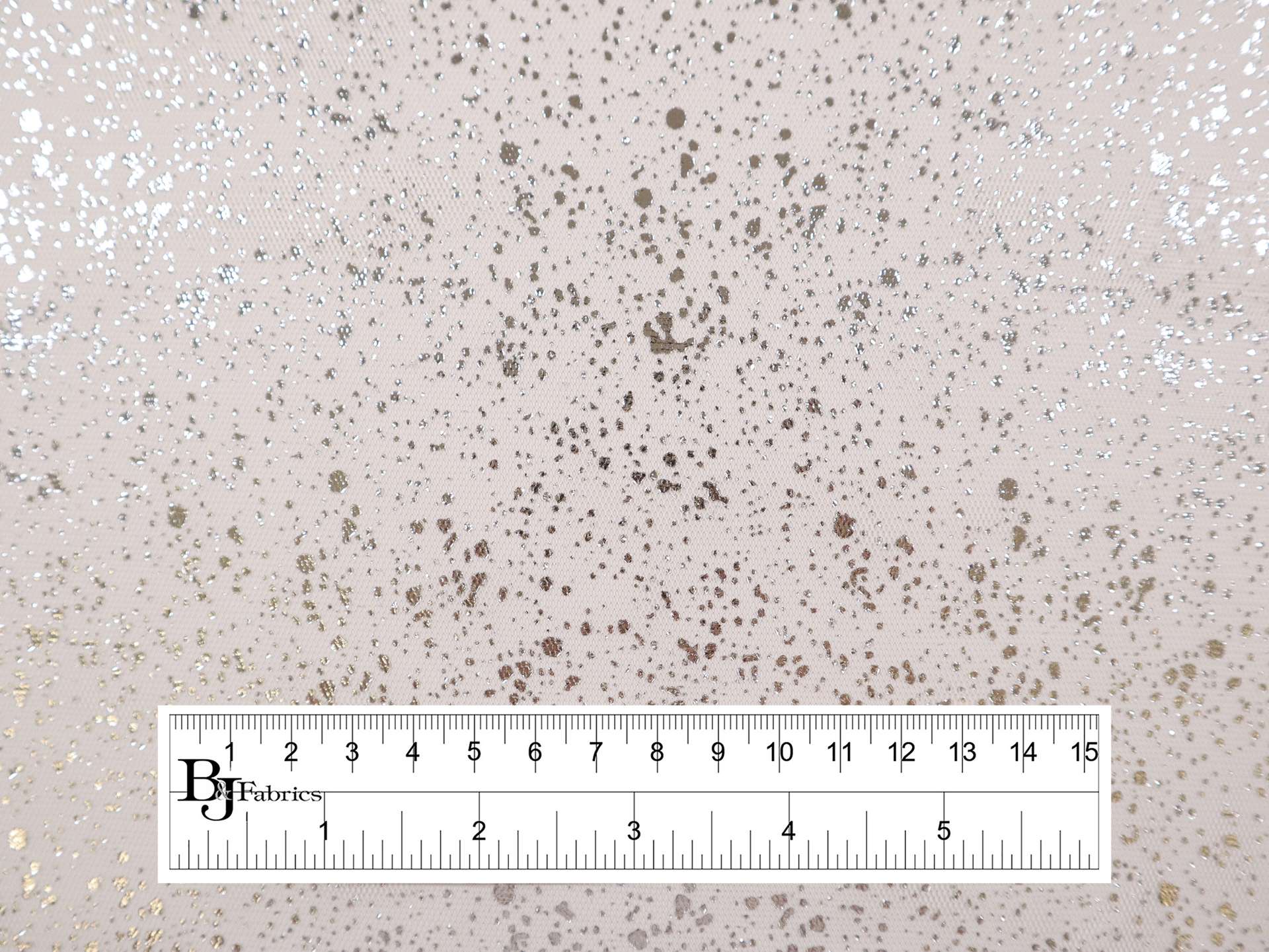Metallic Speckled Tulle in Ivory & Silver
