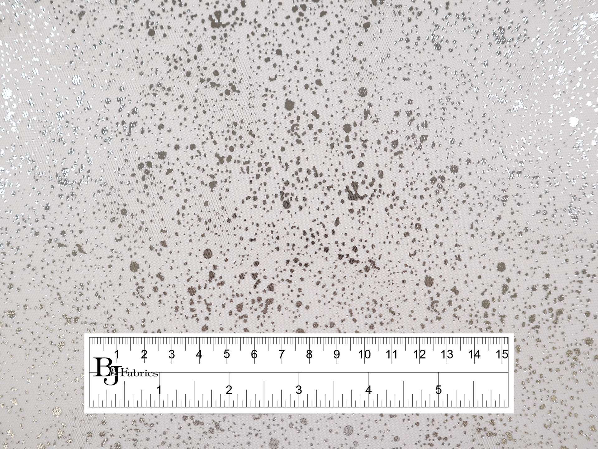 Metallic Speckled Tulle in White & Silver