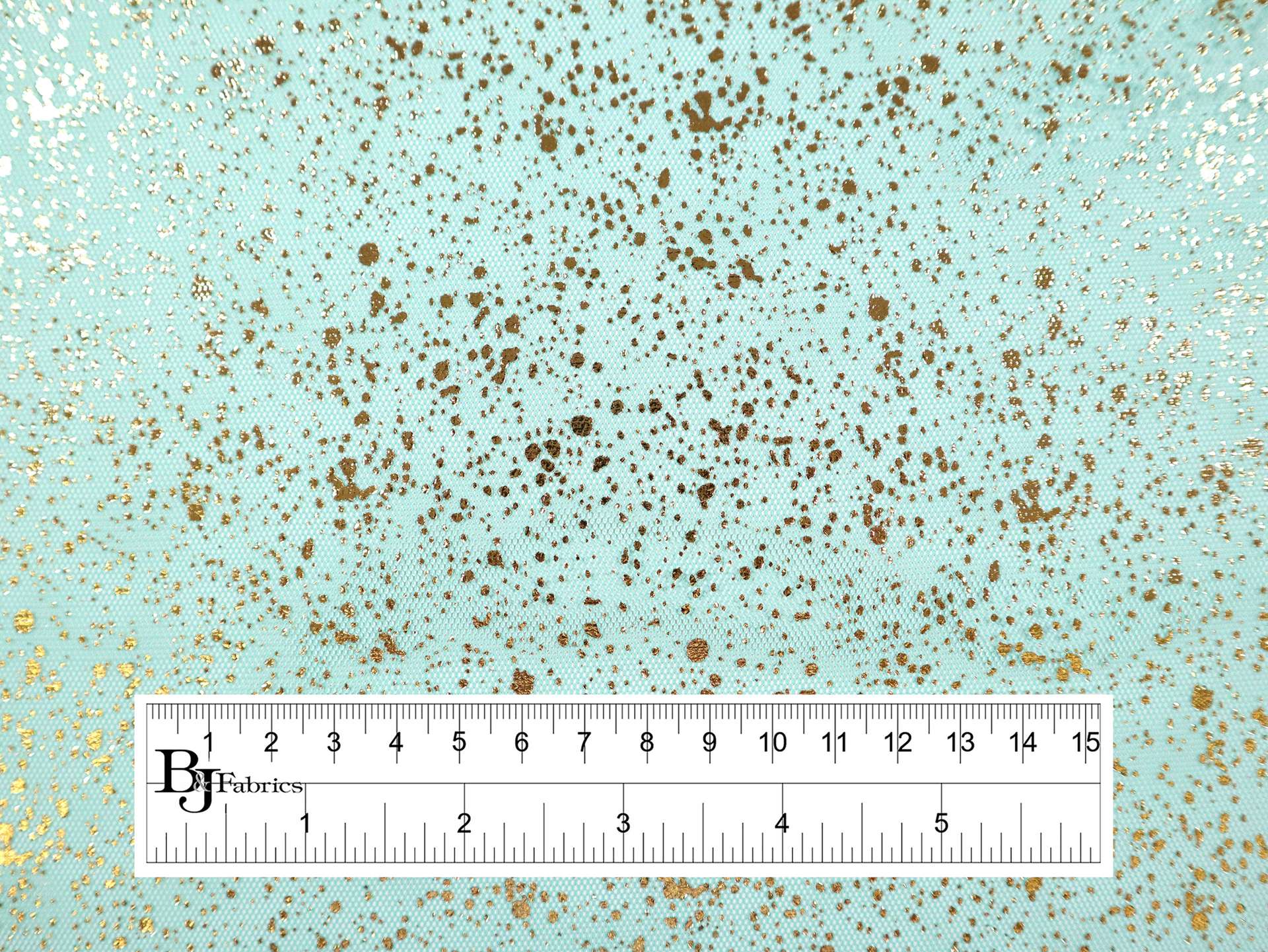 Metallic Speckled Tulle in Turquoise & Gold