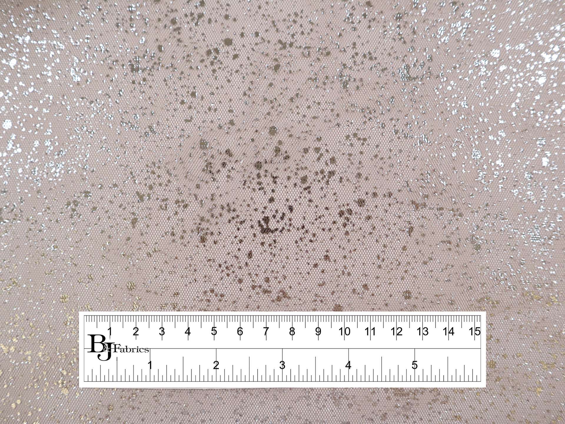 Metallic Speckled Tulle in Taupe & Silver 