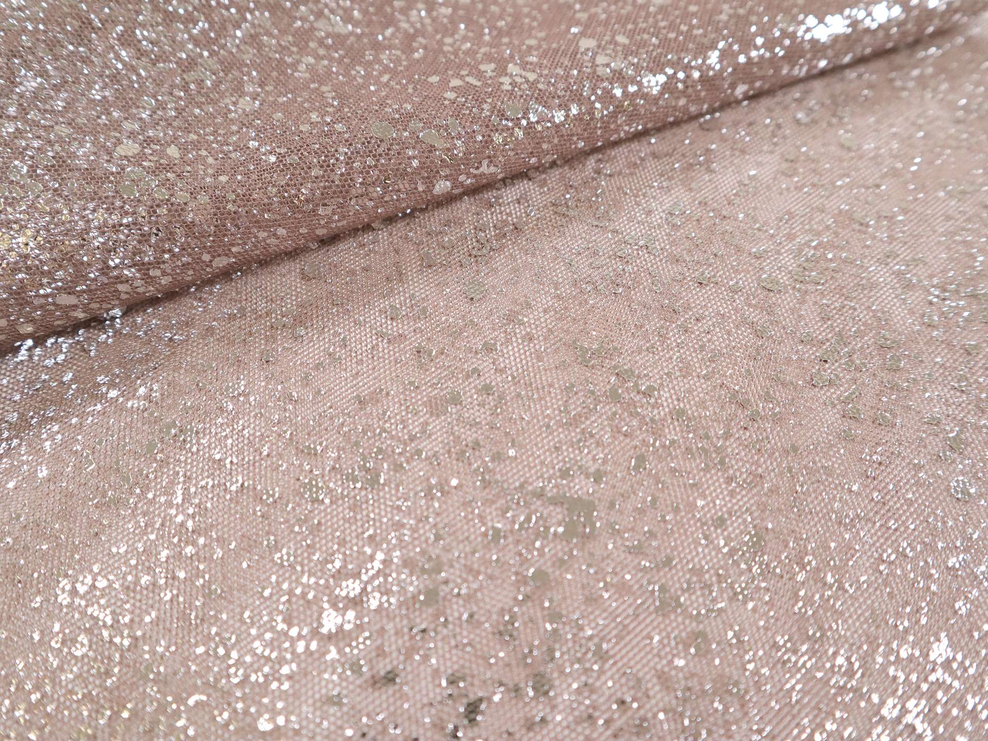 Metallic Speckled Tulle in Taupe & Silver 