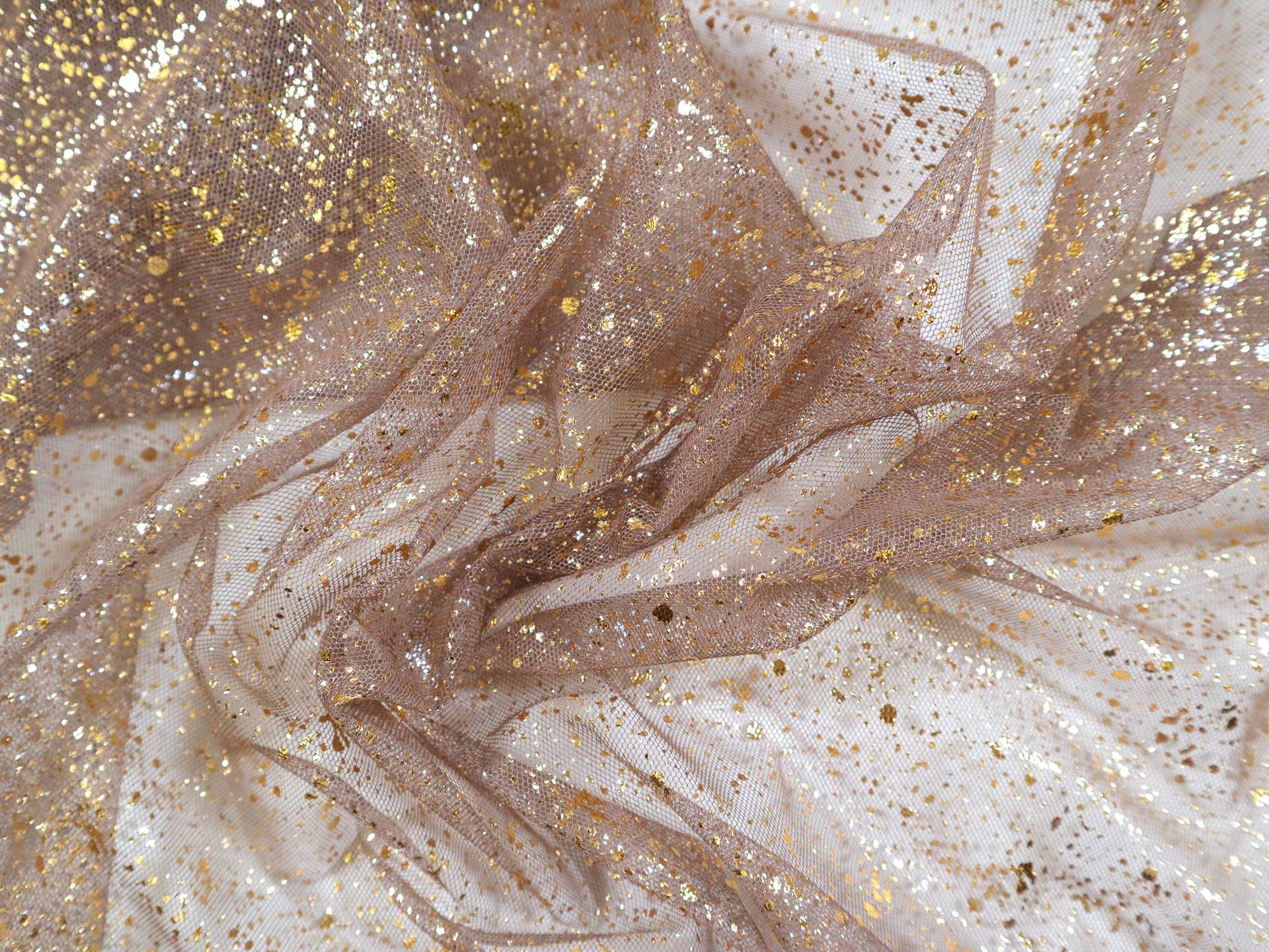 Metallic Speckled Tulle in Brown & Gold