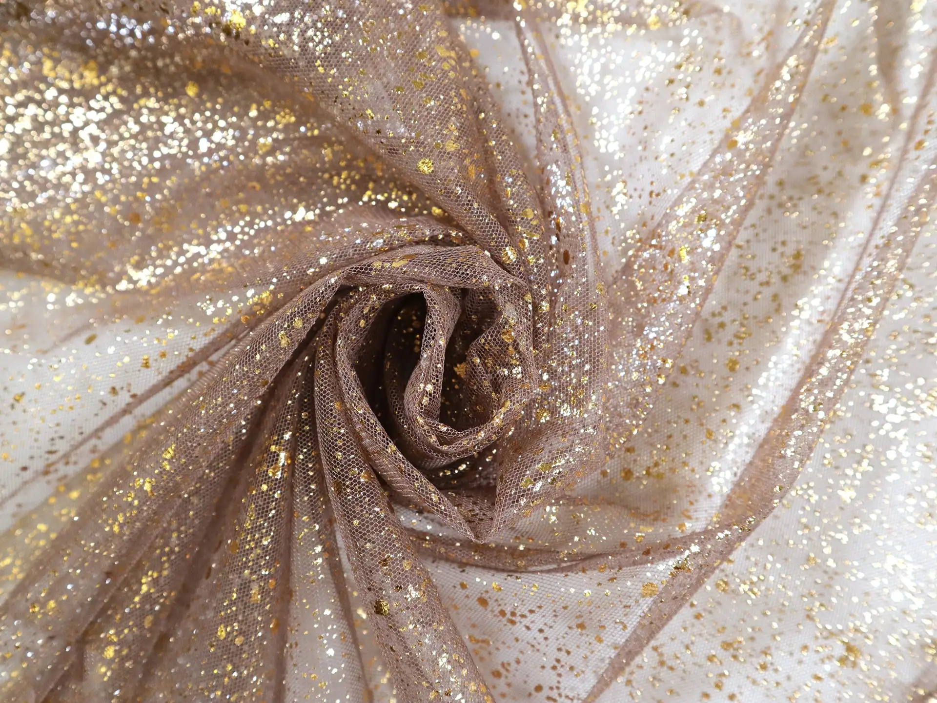 Metallic Speckled Tulle in Brown & Gold