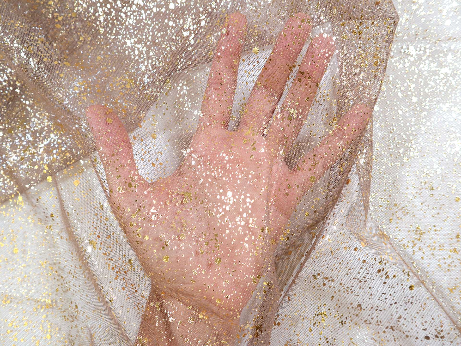 Metallic Speckled Tulle in Brown & Gold