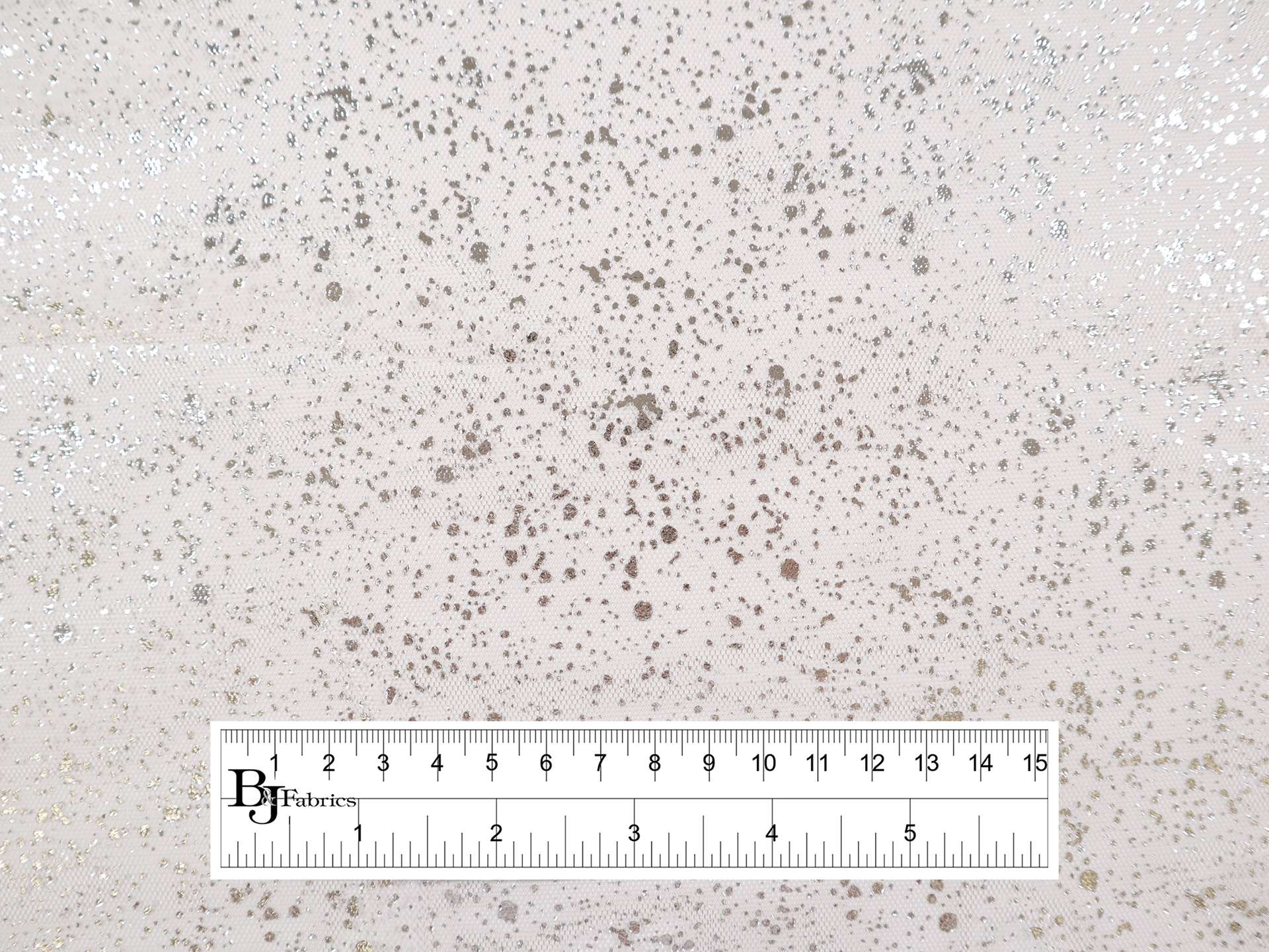 Metallic Speckled Tulle in Light Grey & Silver