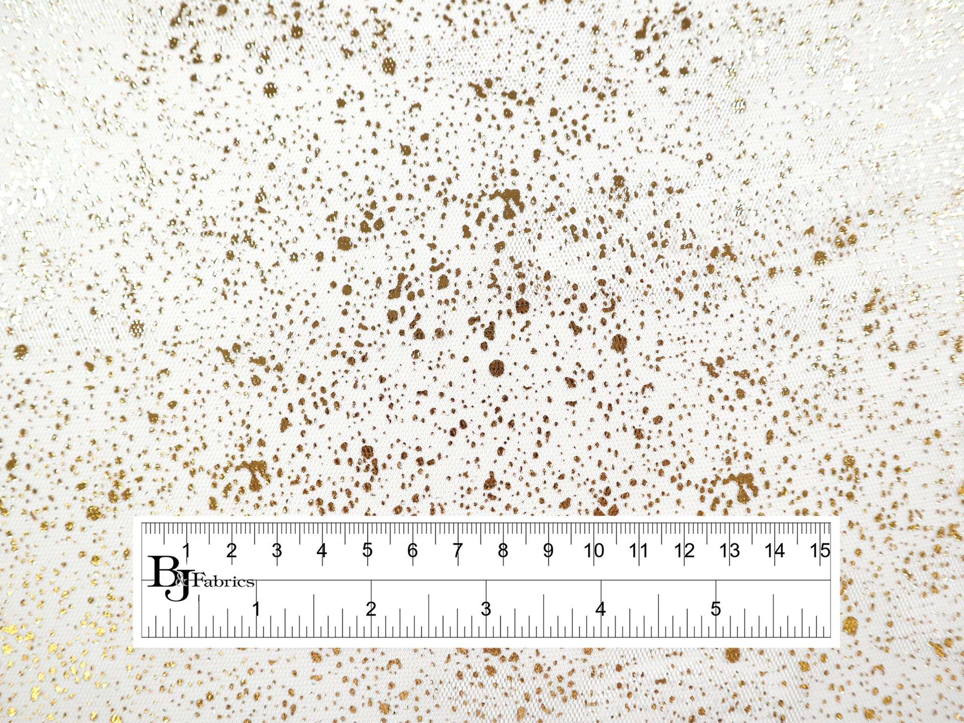 Metallic Speckled Tulle in White & Gold
