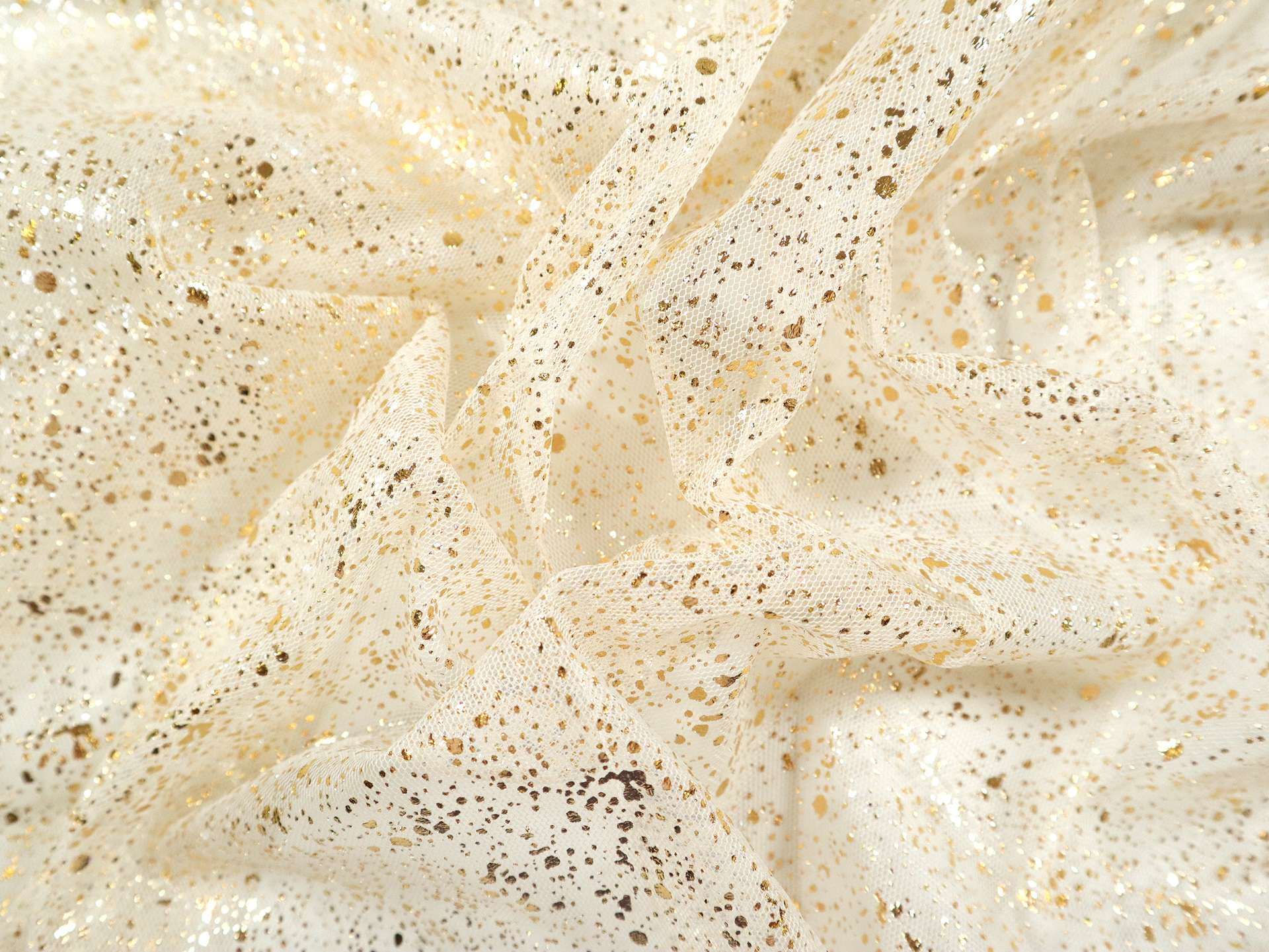 Metallic Speckled Tulle in Ivory & Gold