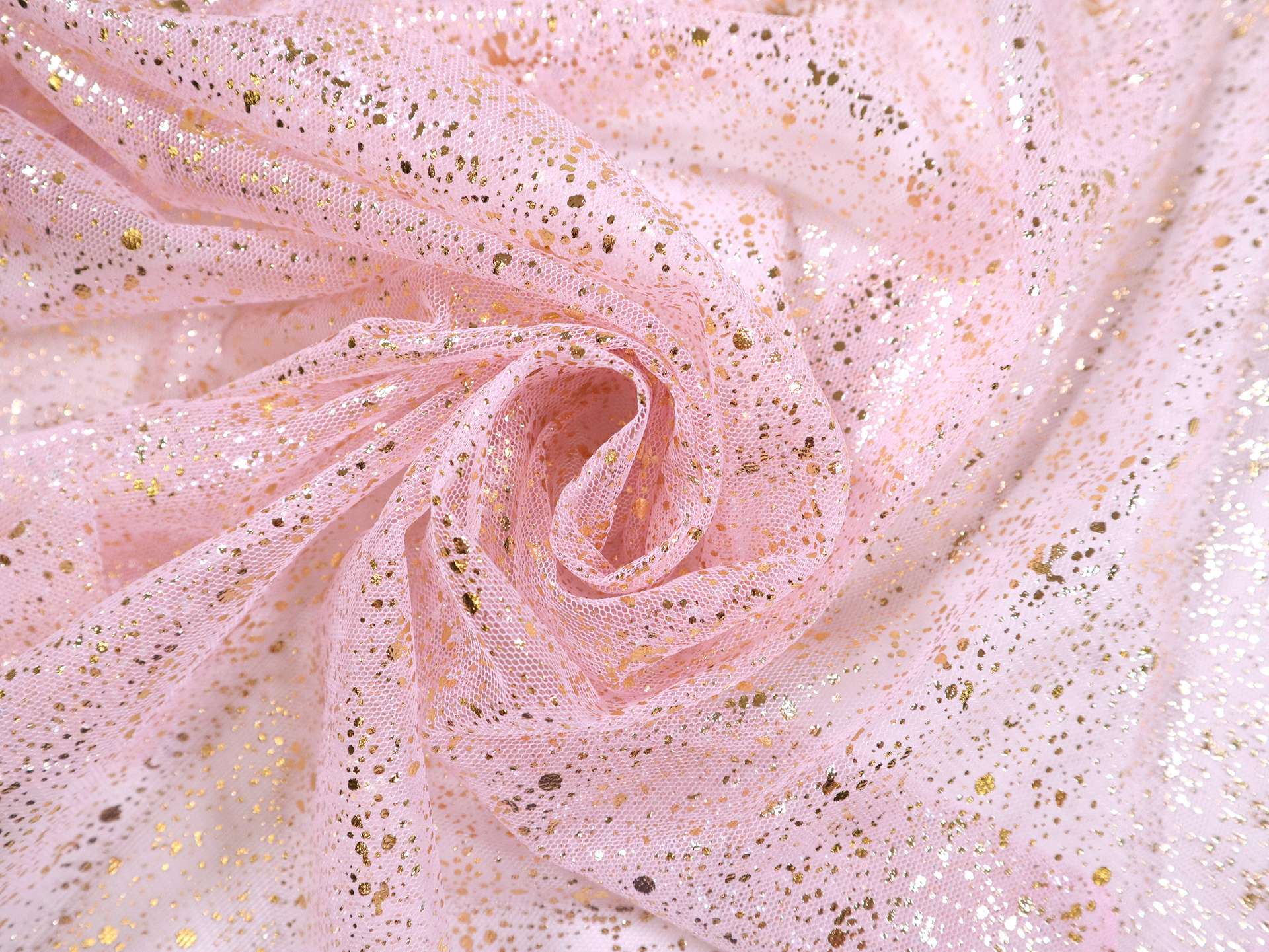 Metallic Speckled Tulle in Pink & Gold