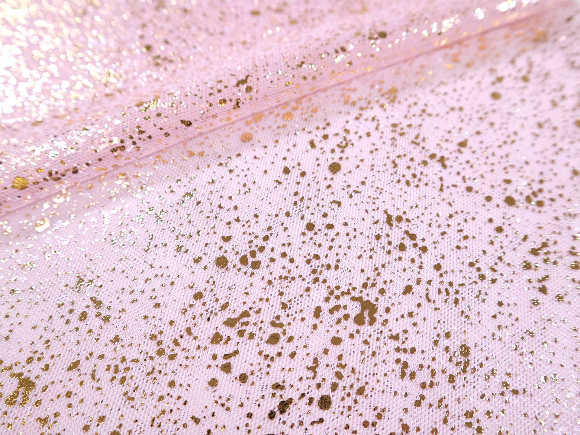 Metallic Speckled Tulle in Pink & Gold