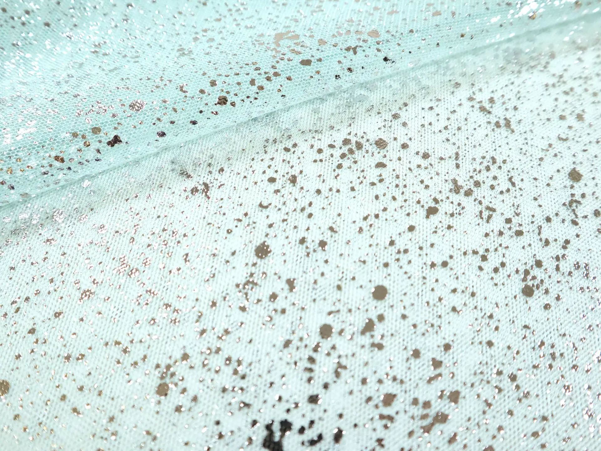 Metallic Speckled Tulle in Celeste & Silver