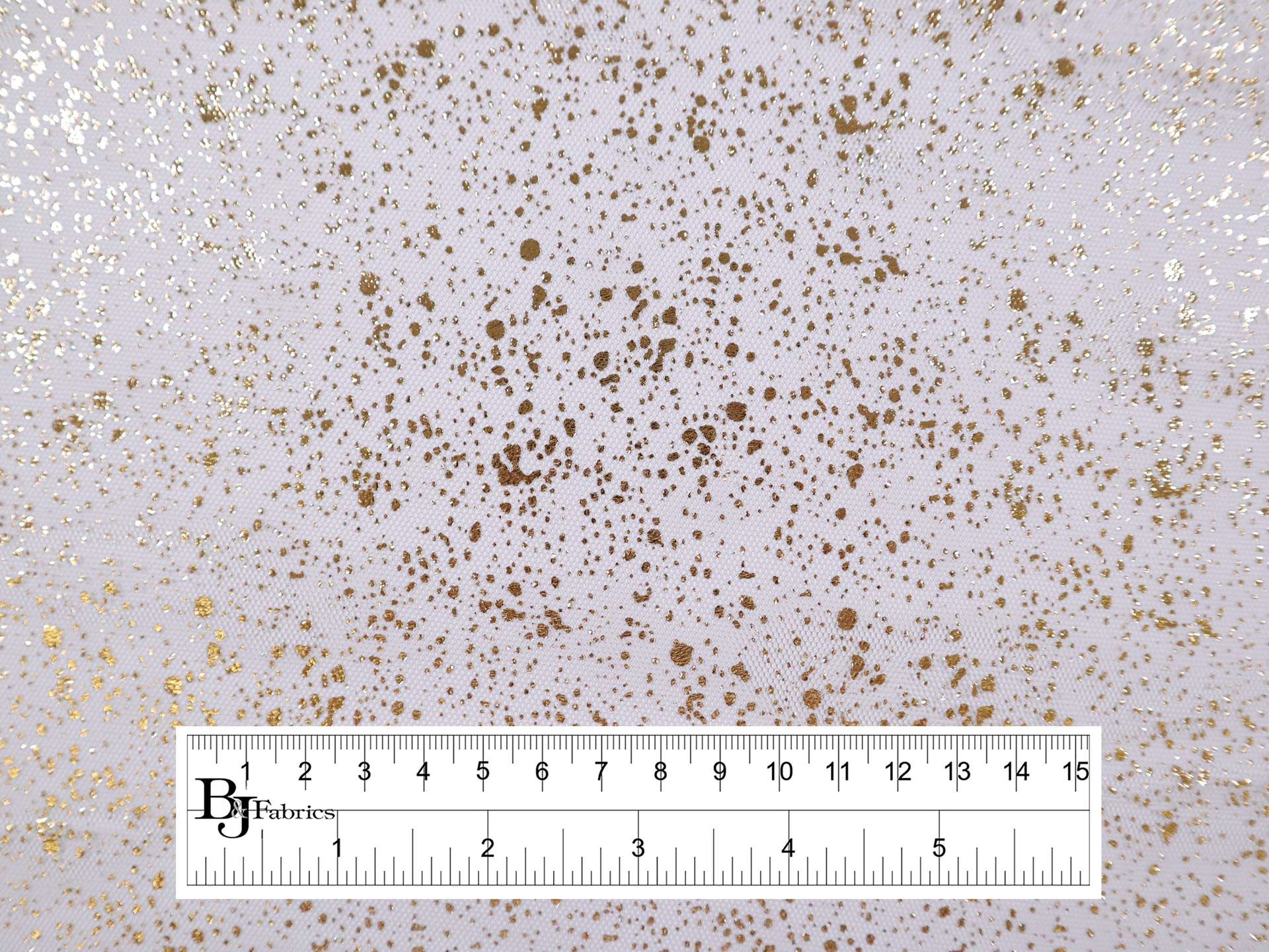 Metallic Speckled Tulle in Light Grey & Gold