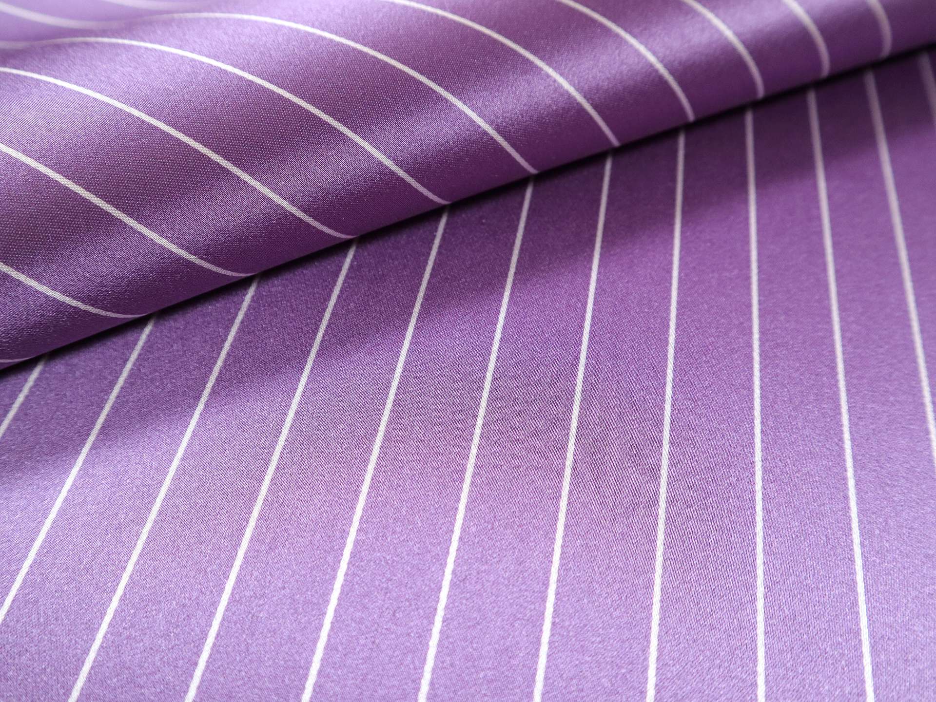 Double Face Silk Satin Stripe in Violet