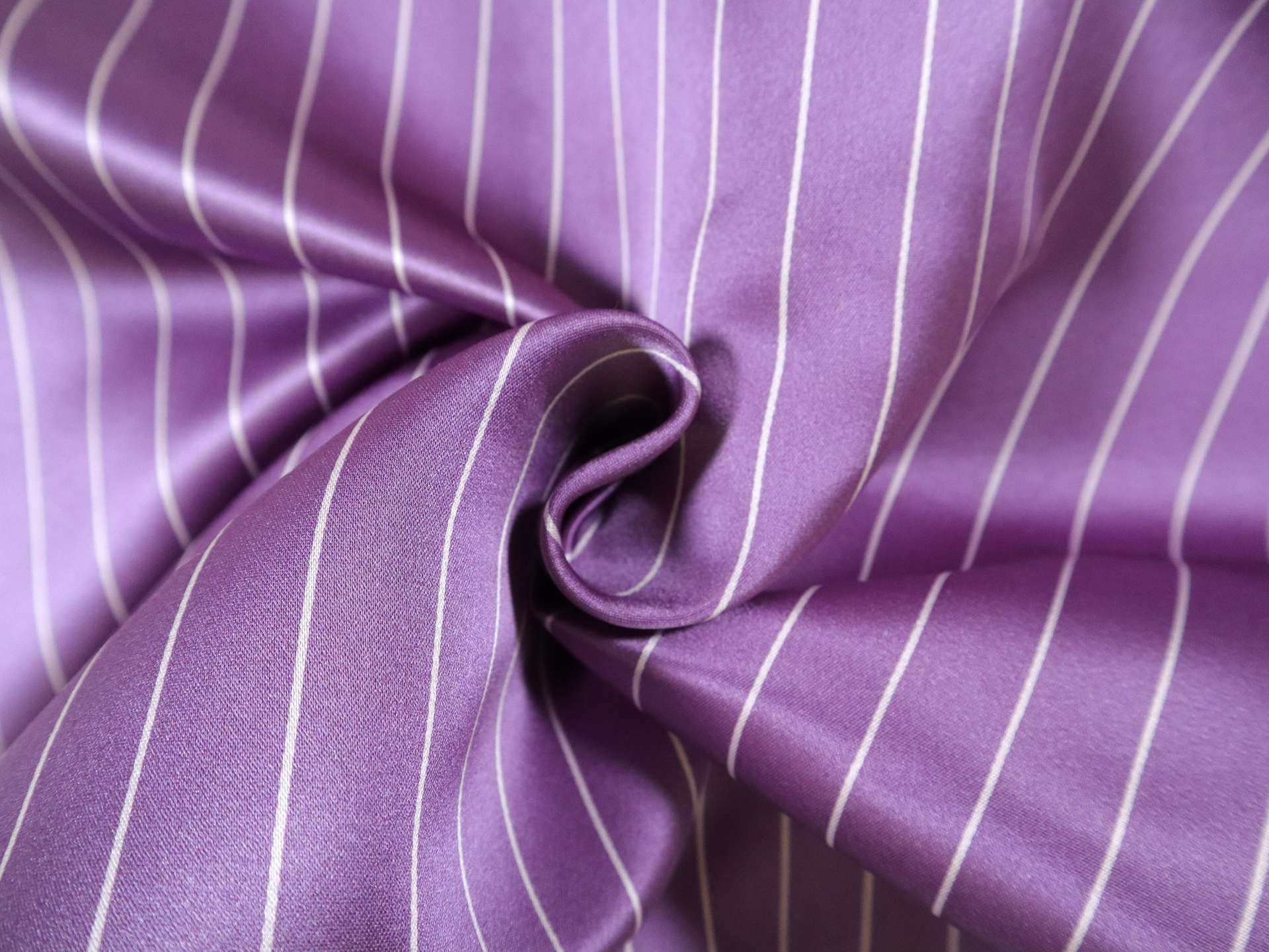 Double Face Silk Satin Stripe in Violet