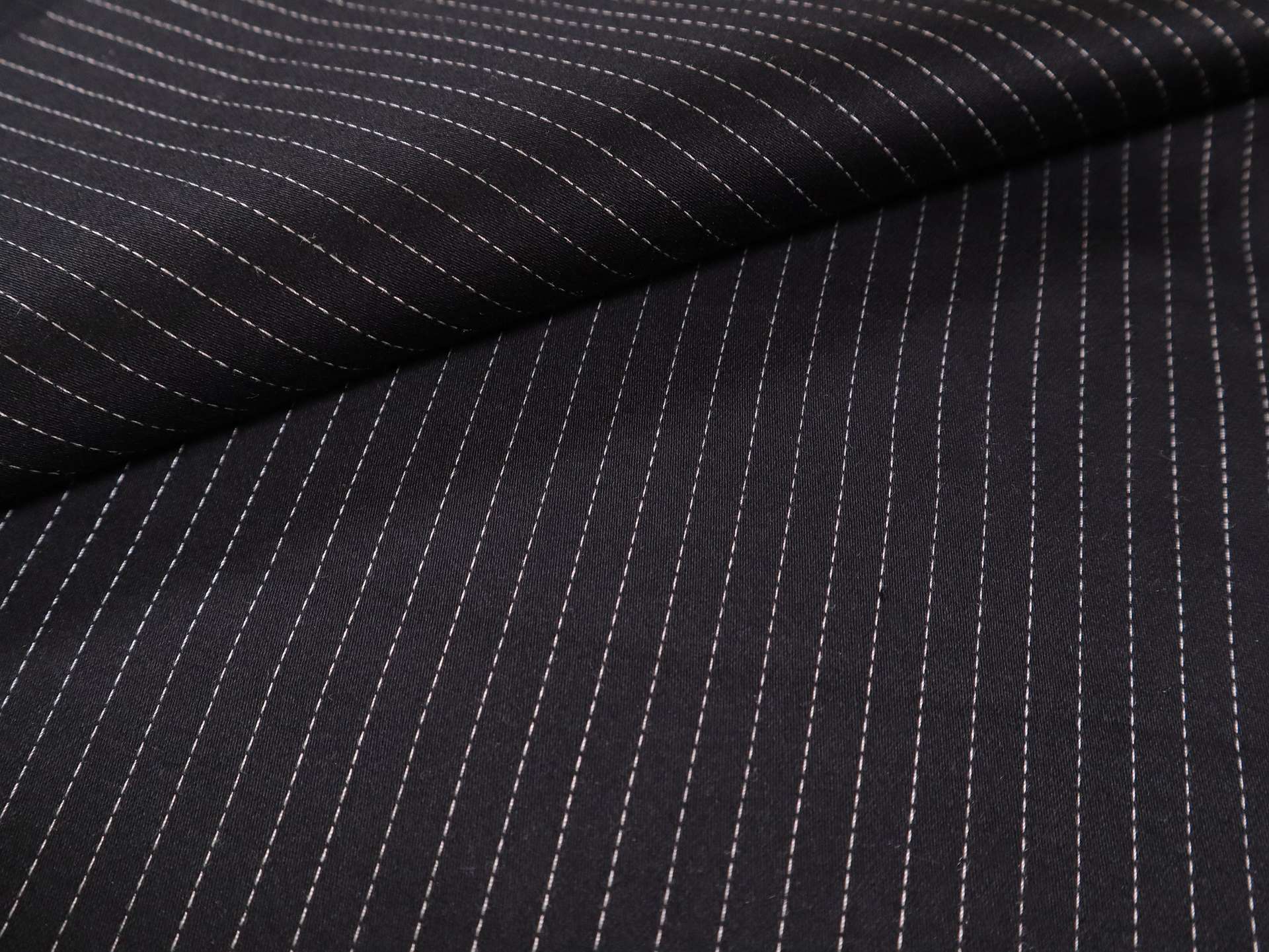 Stretch Cotton Sateen with Stripes in Black White
