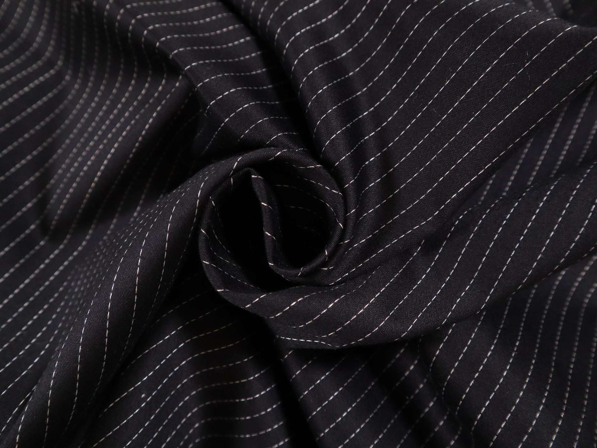 Stretch Cotton Sateen with Stripes in Black White