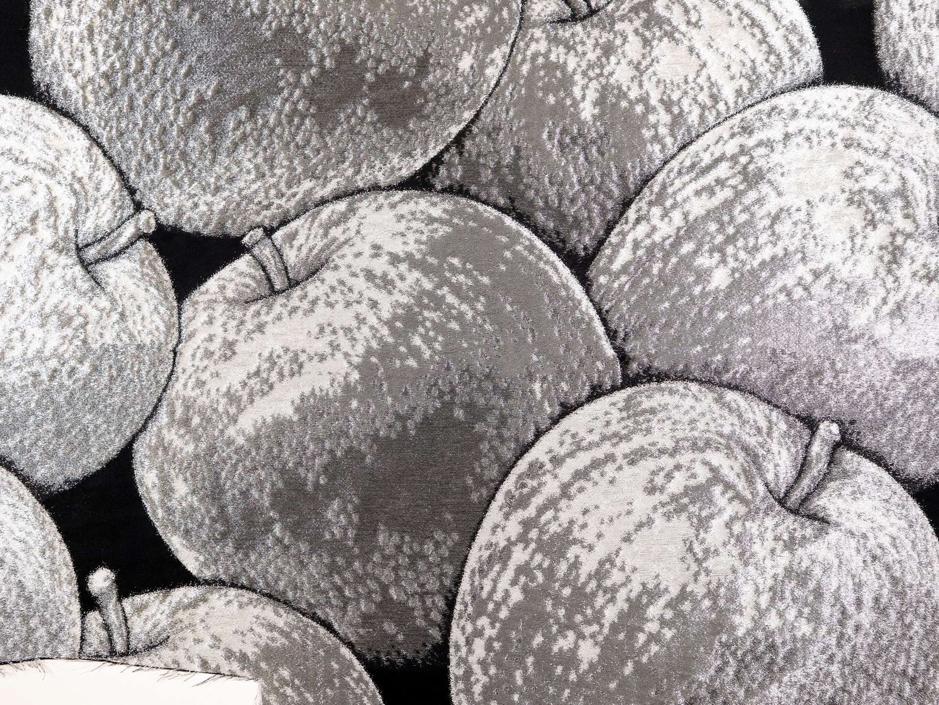 Metallic Brocade with Over Sized Apples in Silver & Black