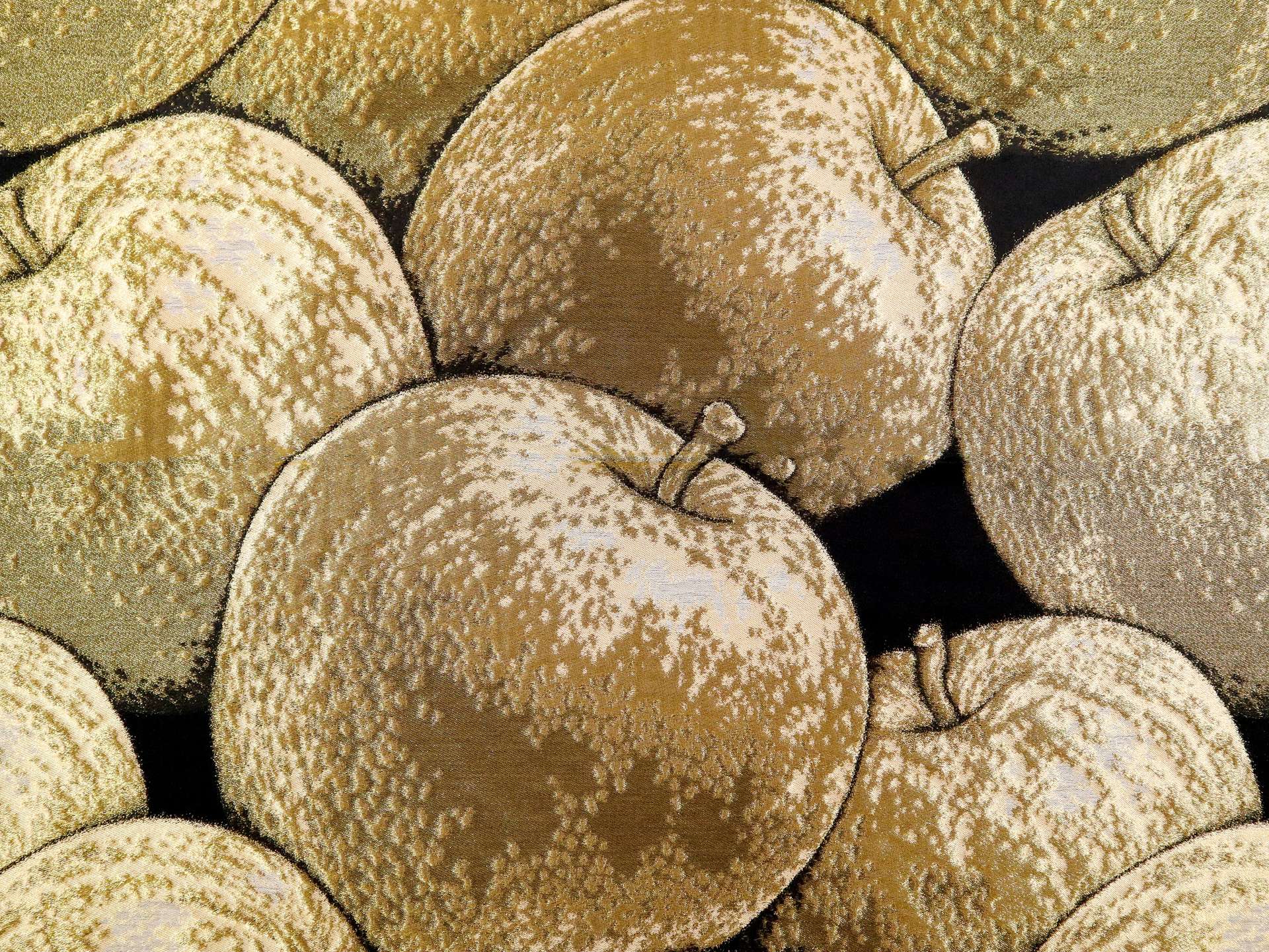 Metallic Brocade with Over Sized Apples in Gold & Black
