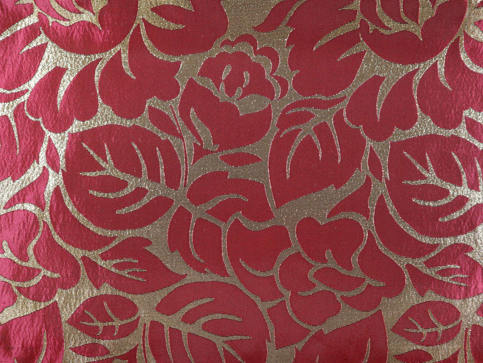 Metallic Brocade with Florals in Gold & Red