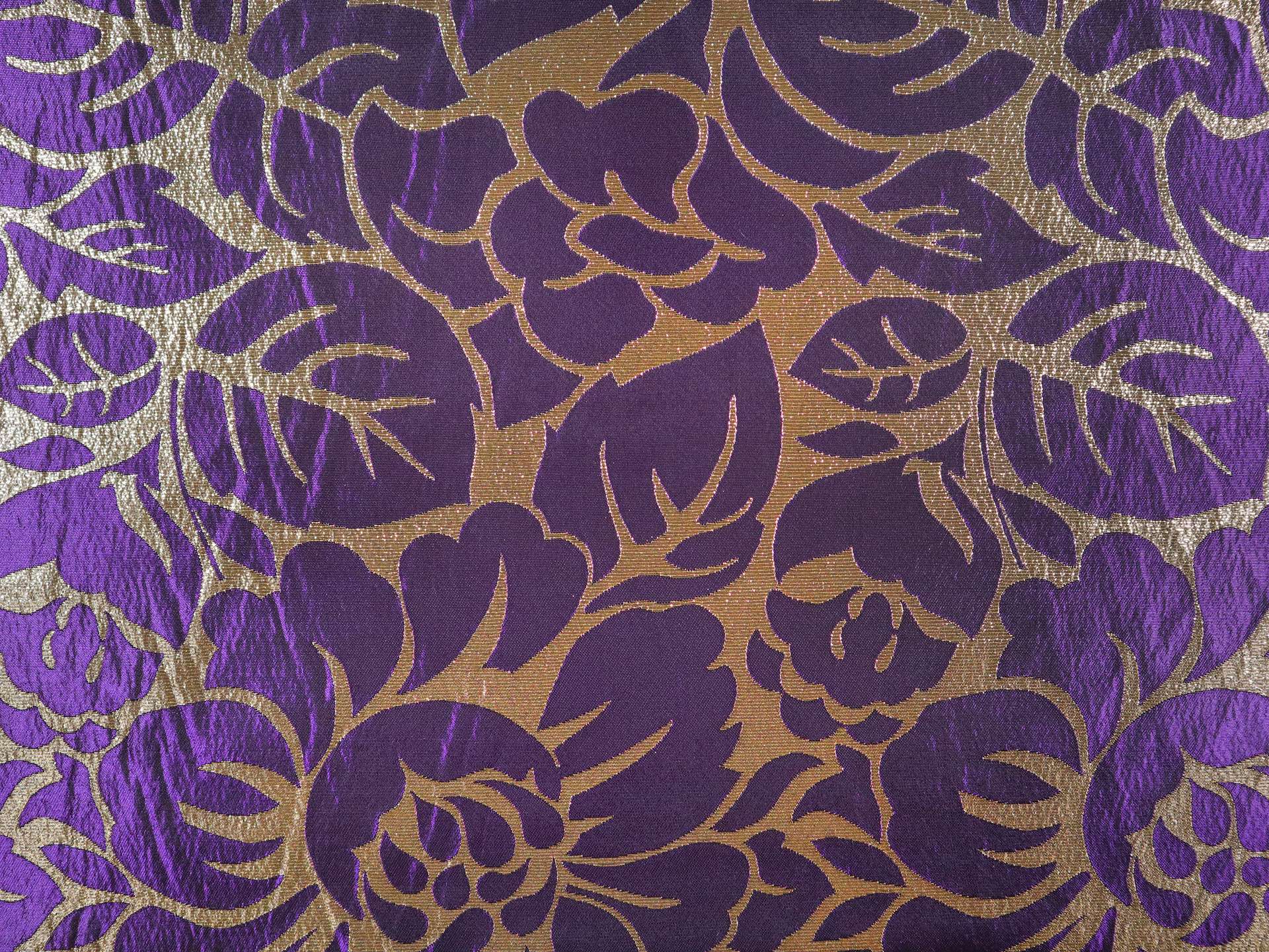 Metallic Floral Brocade in Royal Purple & Gold