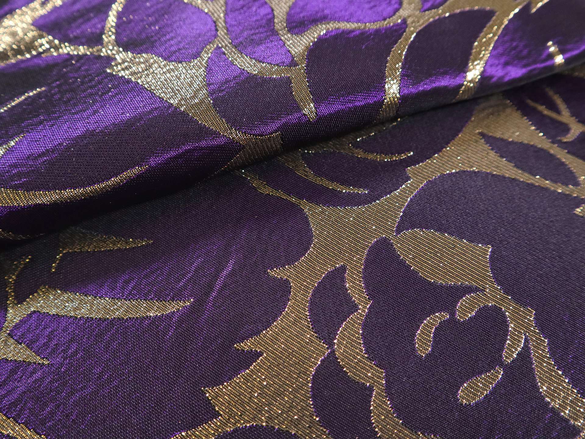Metallic Floral Brocade in Royal Purple & Gold