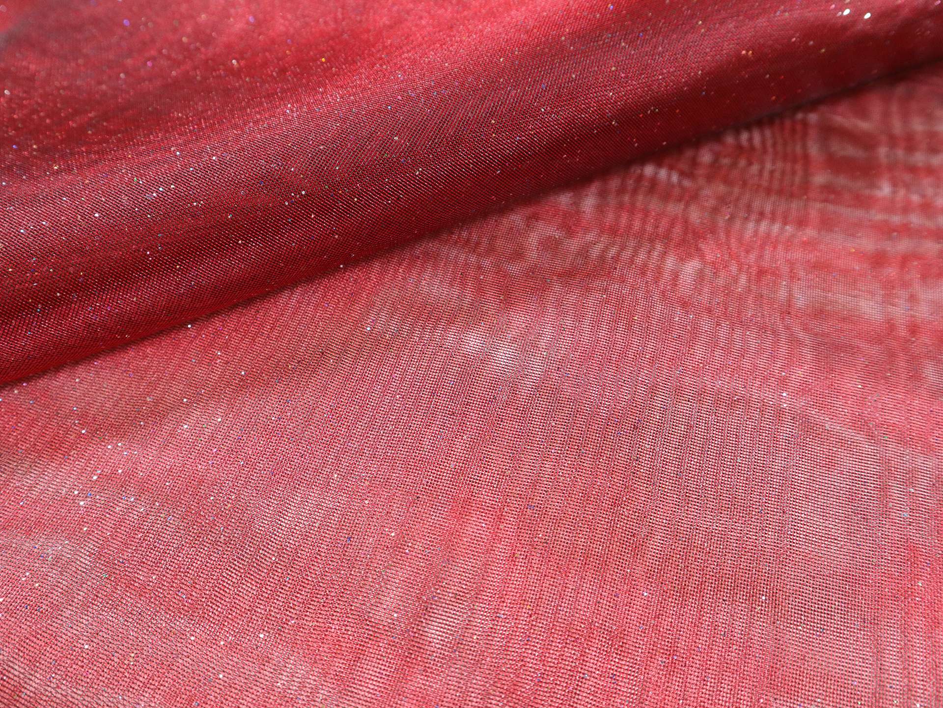 Glitter Mesh in Ruby Red