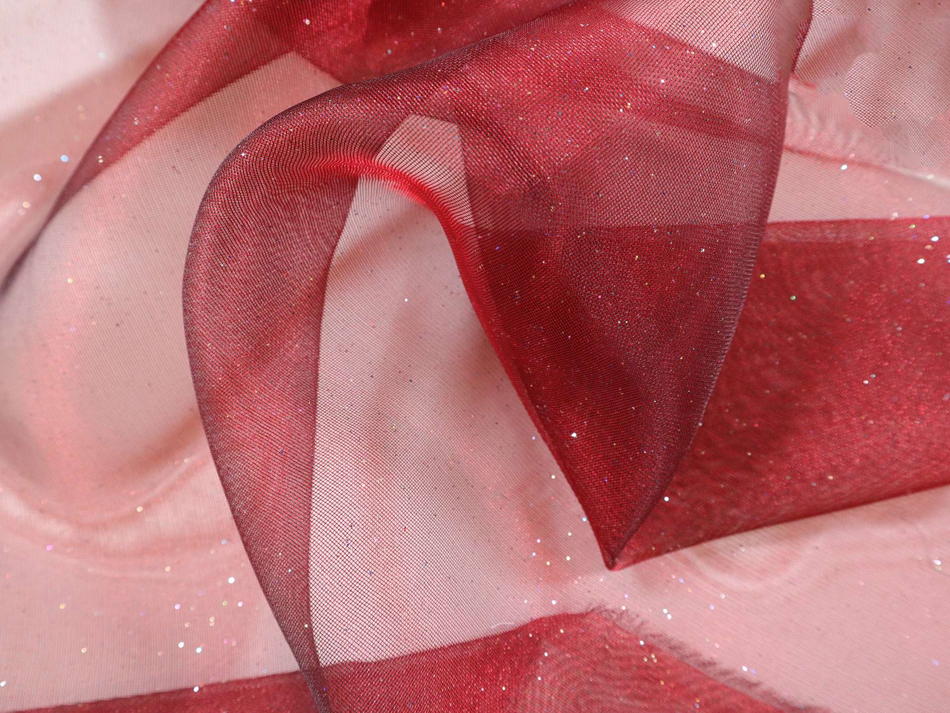 Glitter Mesh in Ruby Red