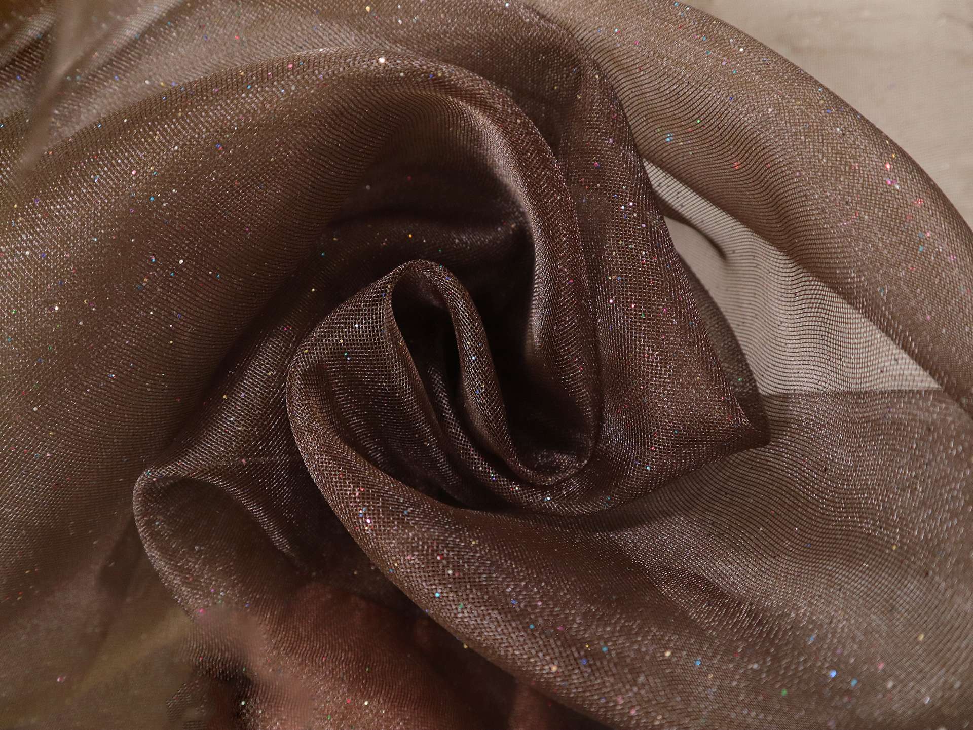 Glitter Mesh in Dark Brown