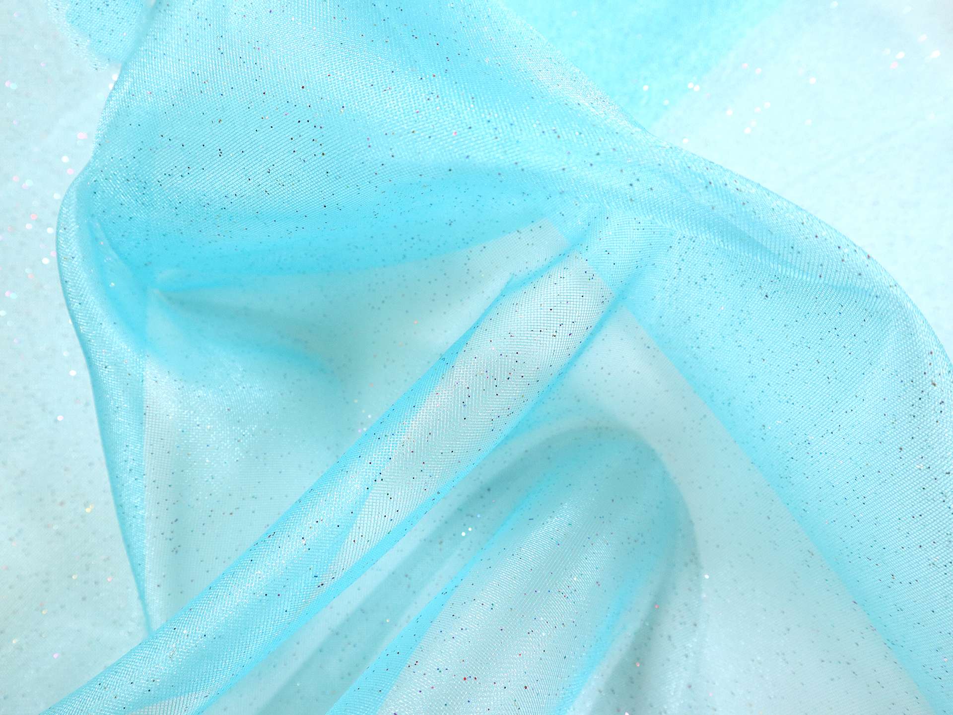 Glitter Mesh in Cyan