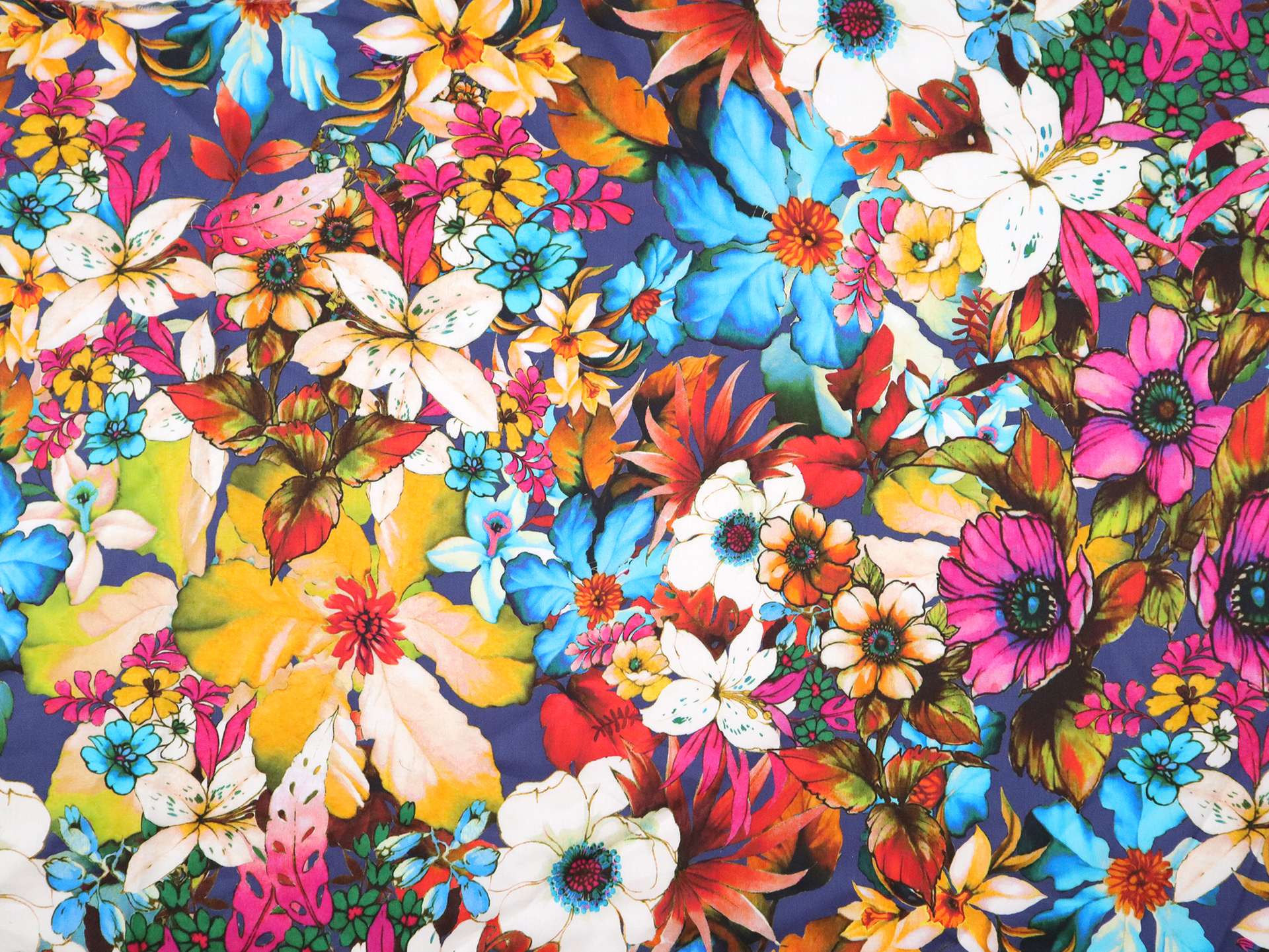 Cotton Satin Lawn with Multi Colored Florals