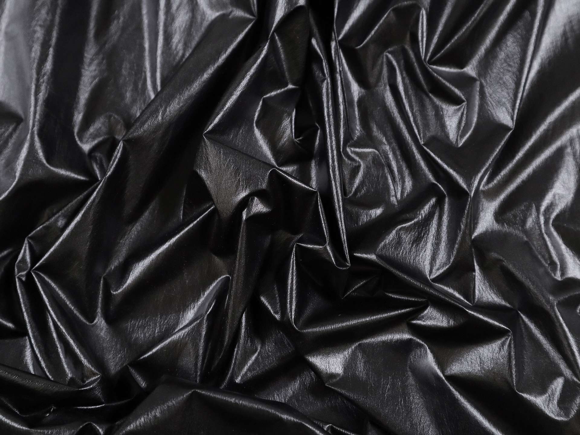 Italian Metallic Coated Habotai in Black