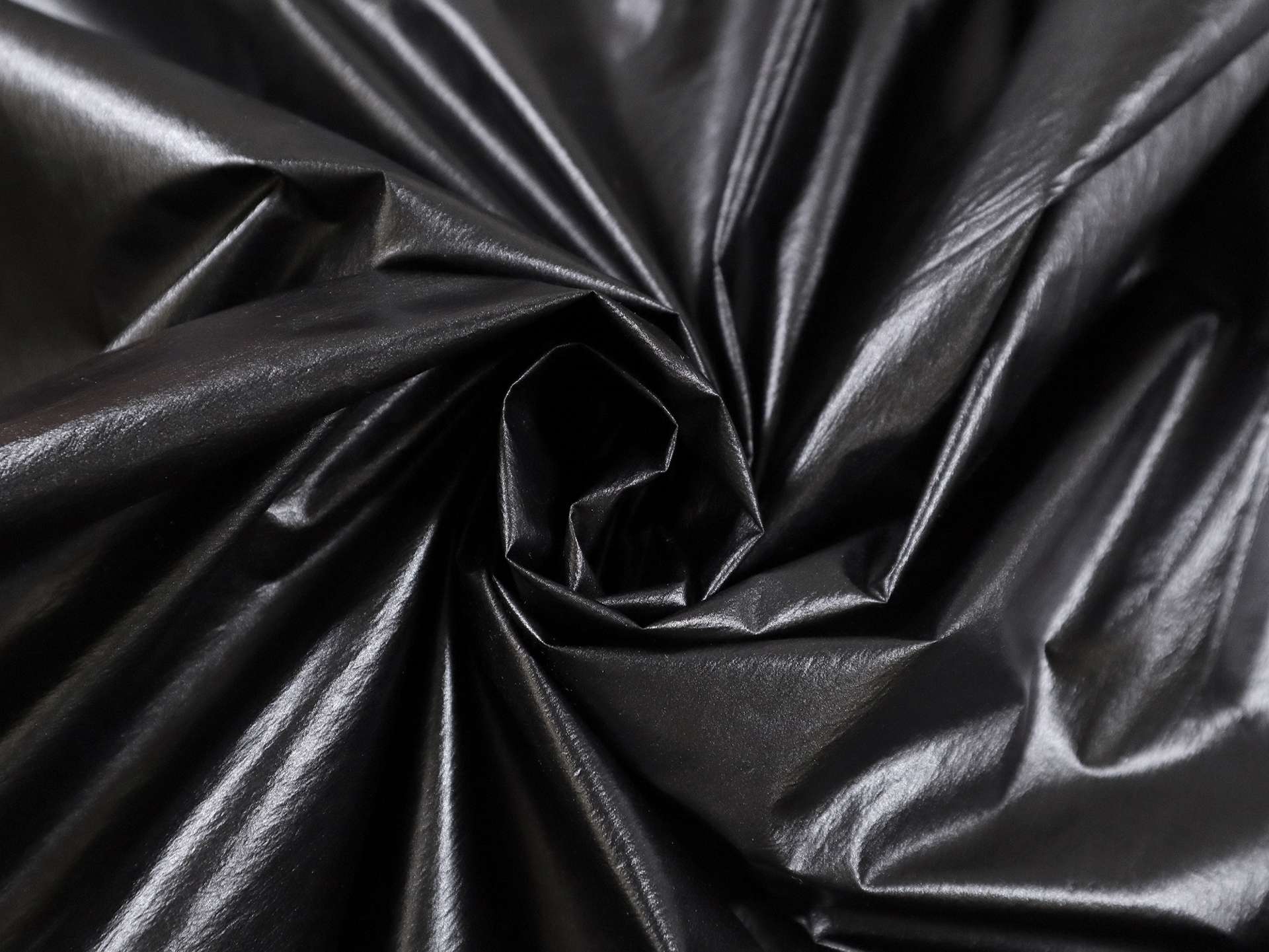 Italian Metallic Coated Habotai in Black