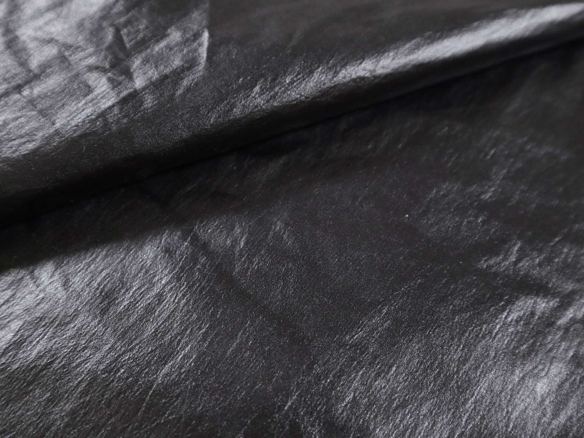 Italian Metallic Coated Habotai in Black