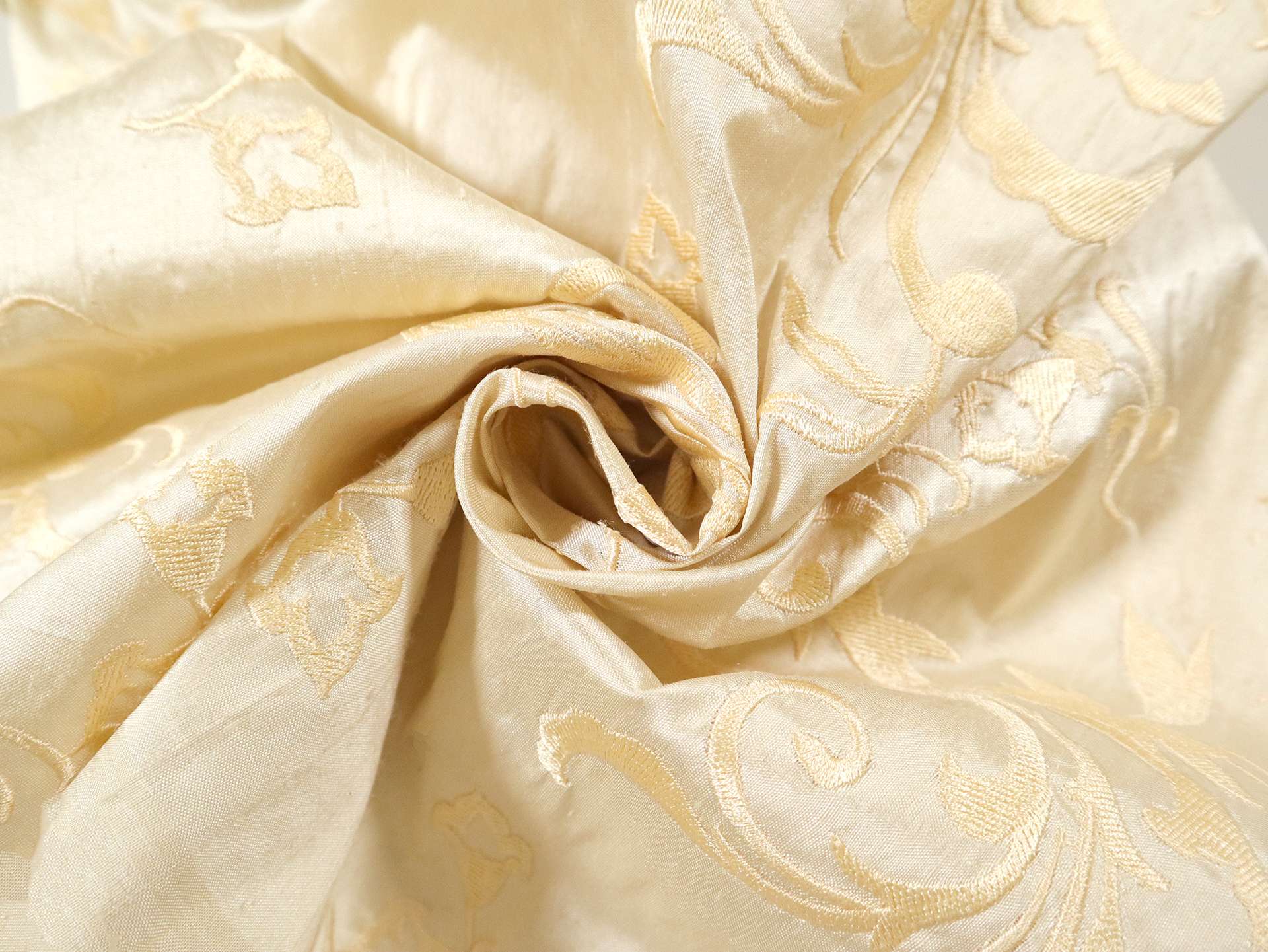 Silk Shantung with Embroidered Filigrees