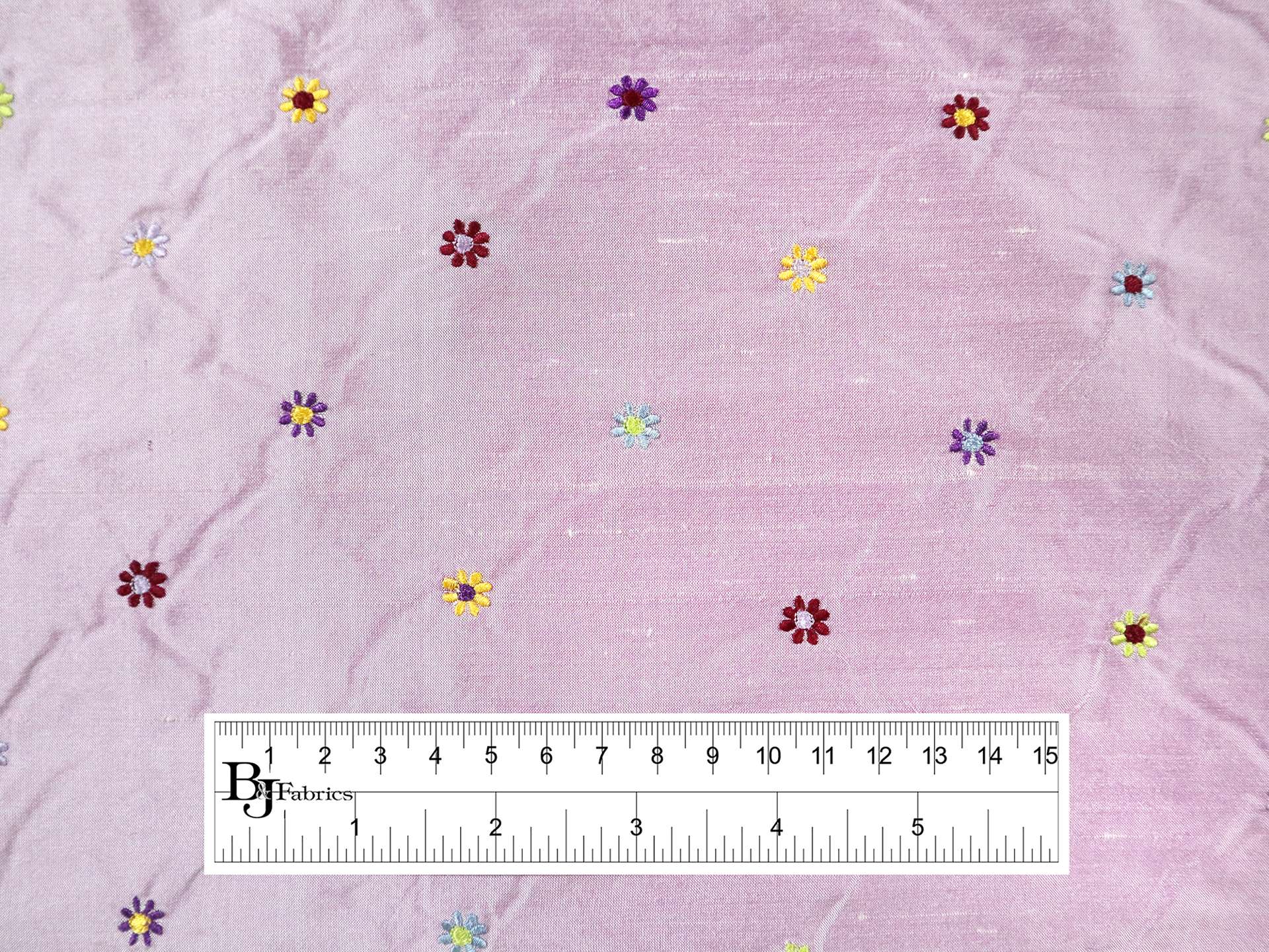 Silk Shantung with Petite Flowers in Lilac