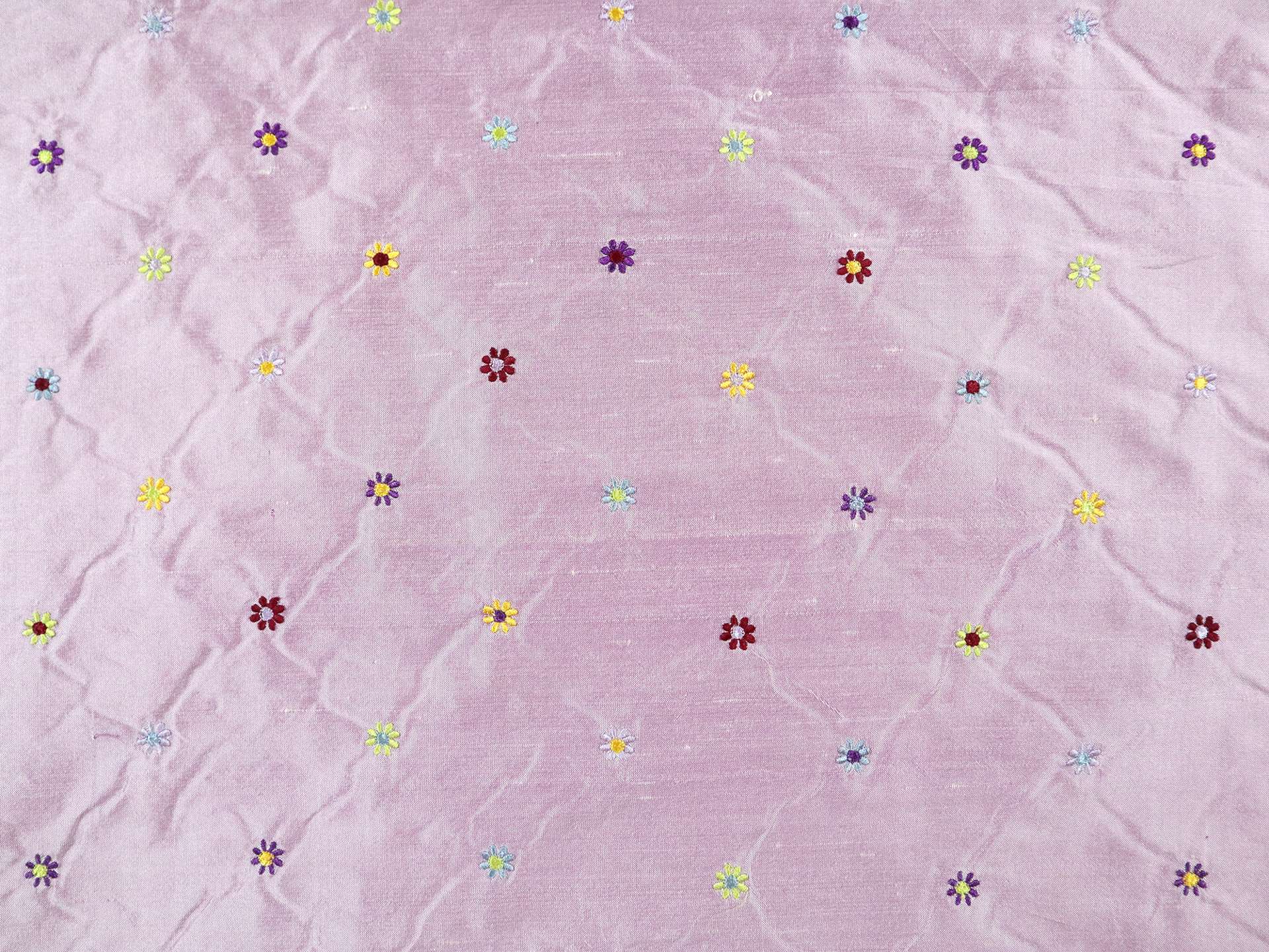 Silk Shantung with Petite Flowers in Lilac