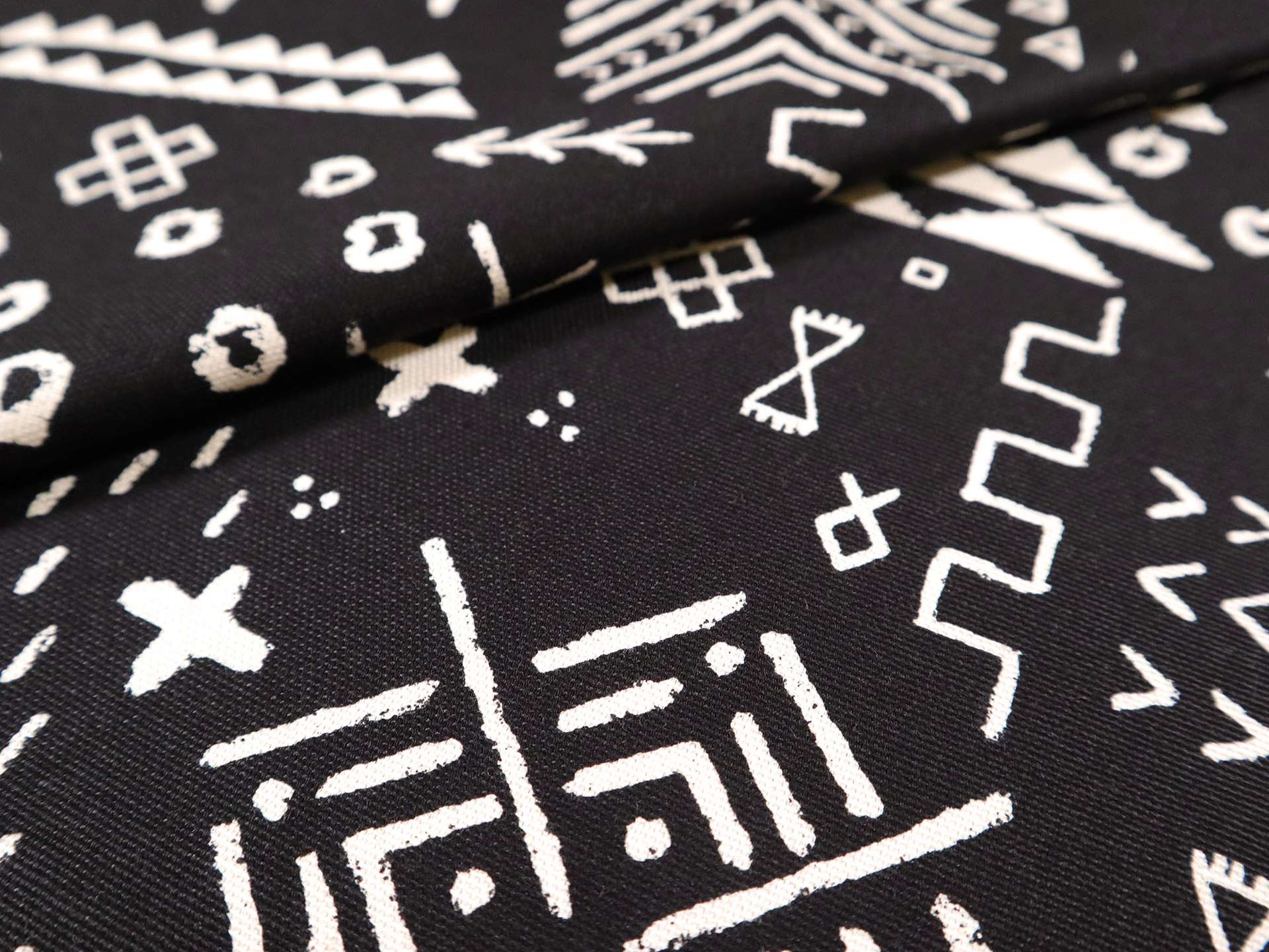 Cotton Canvas Print in Black & Ivory