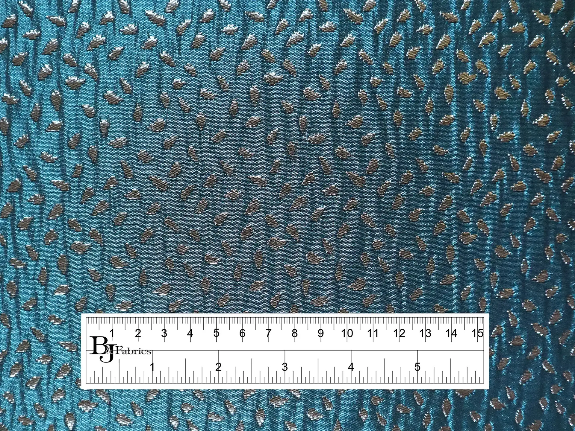 Metallic Paisley Brocade in Teal & Silver