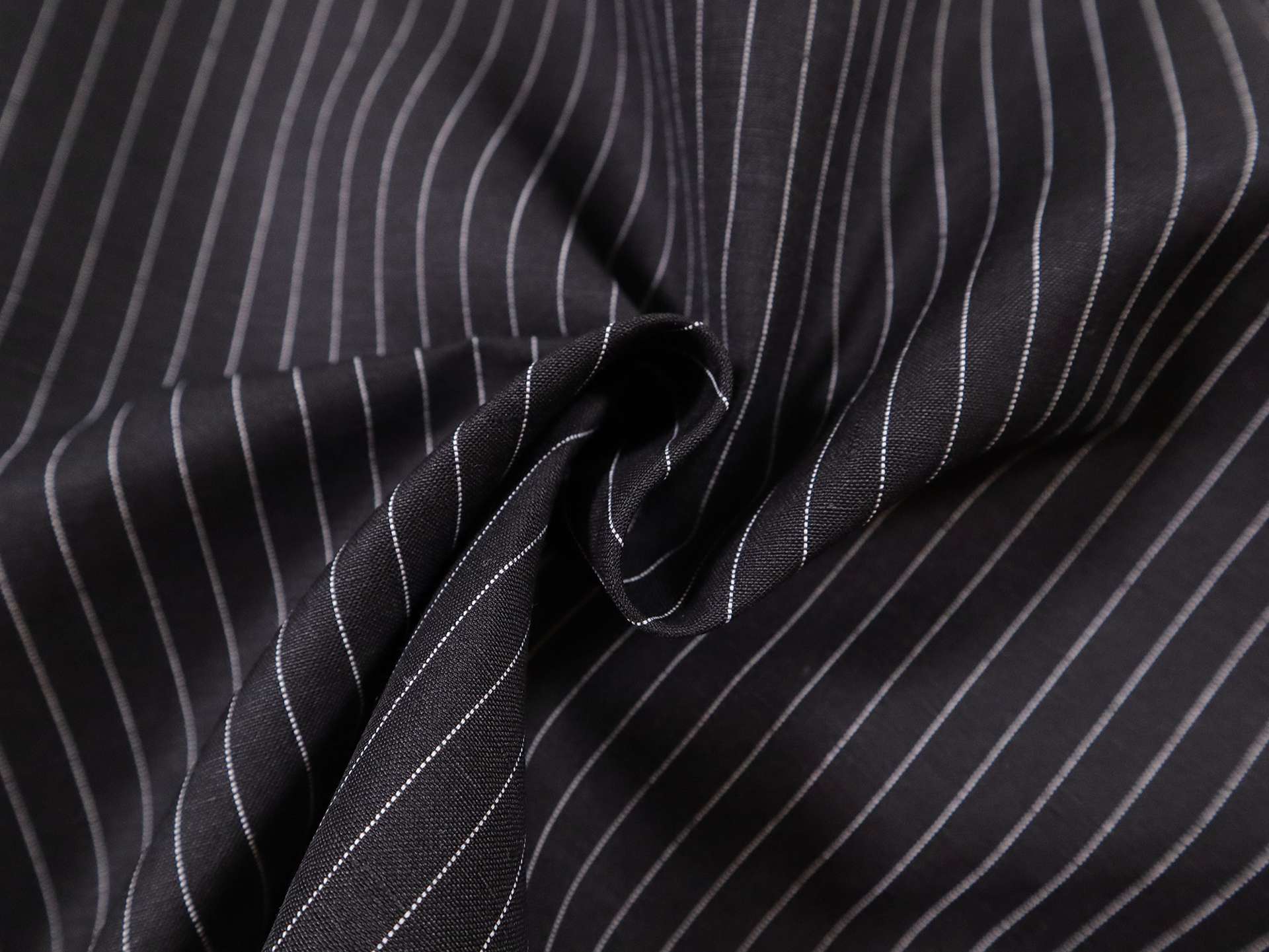 Striped Silk Douppioni in Black & White 