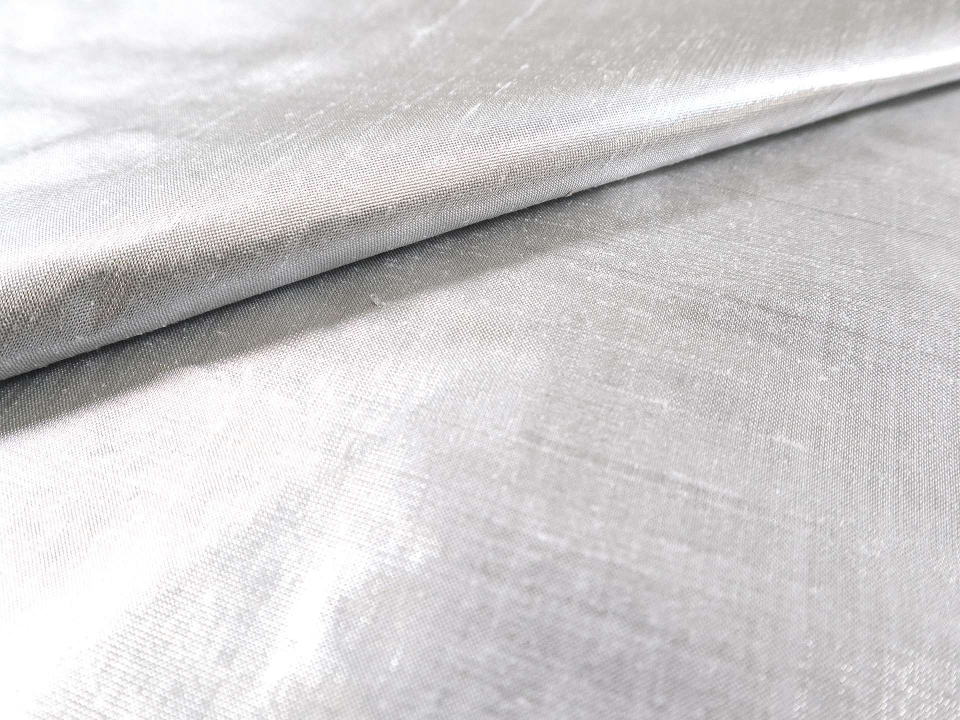 Metallic Silk Shantung in Silver