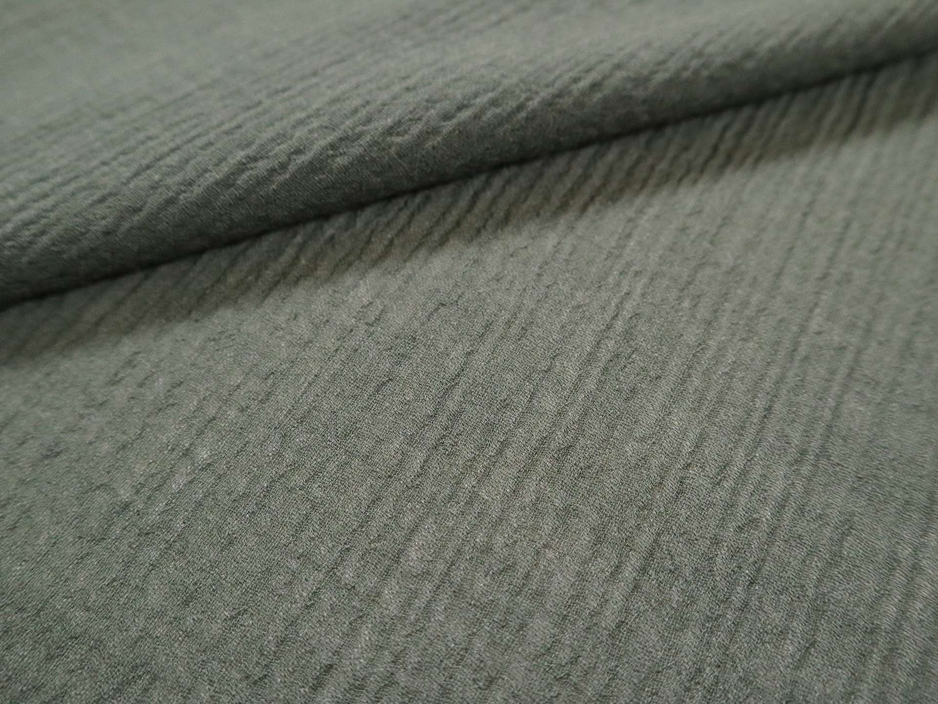 Crinkled Wool Gauze in Olive Green