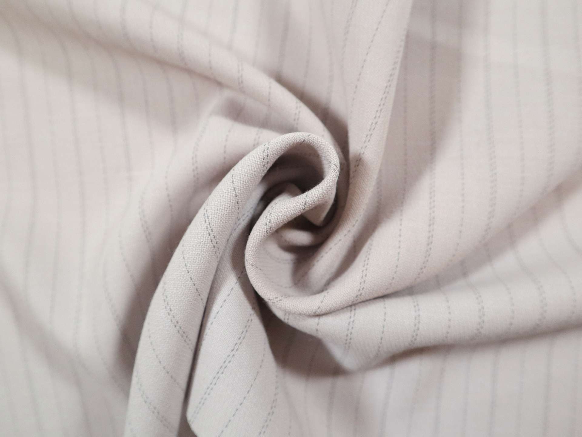 Striped Wool Tricotine in Bone