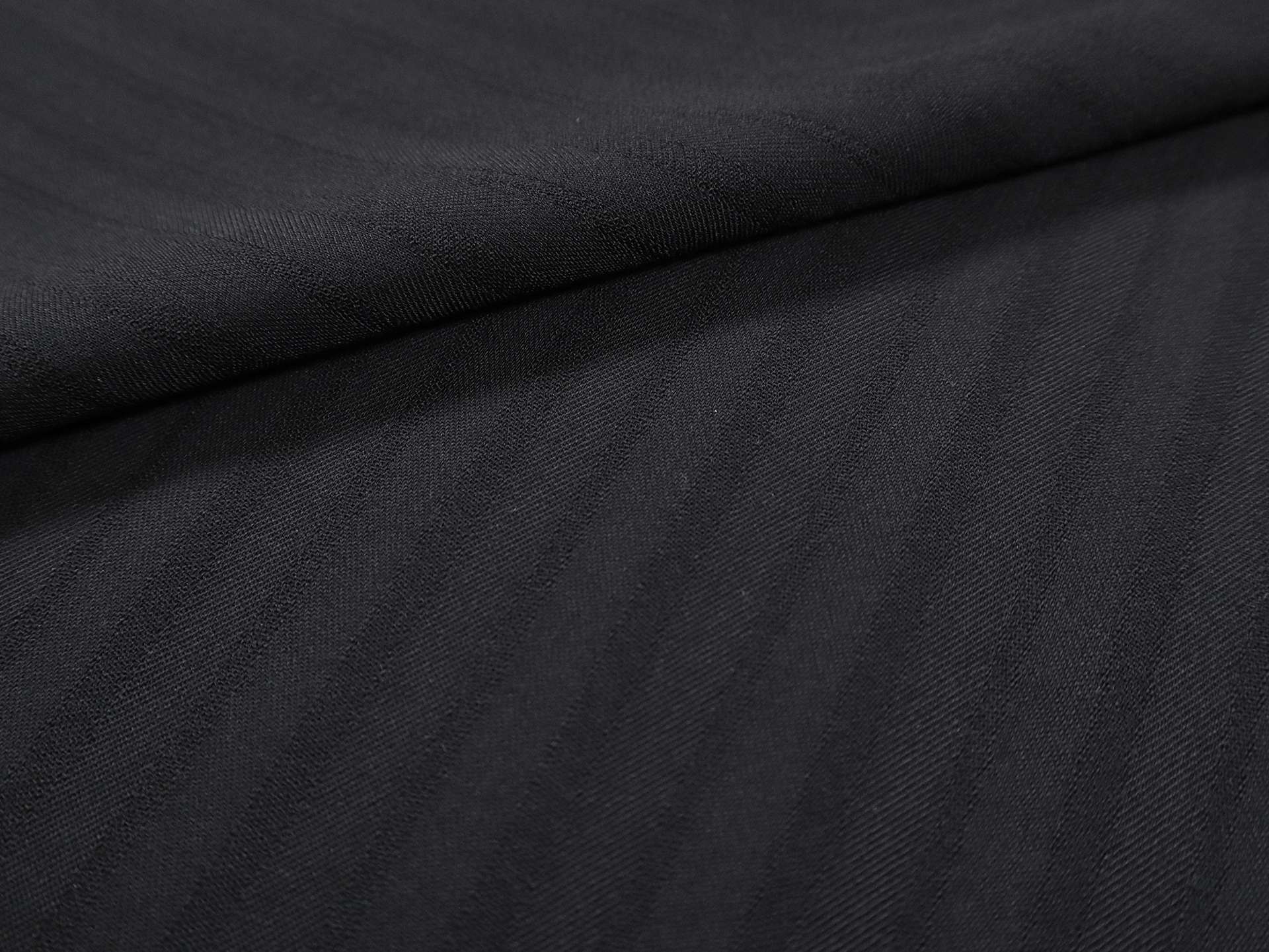 Wool Tricotine with Woven Stripe in Black