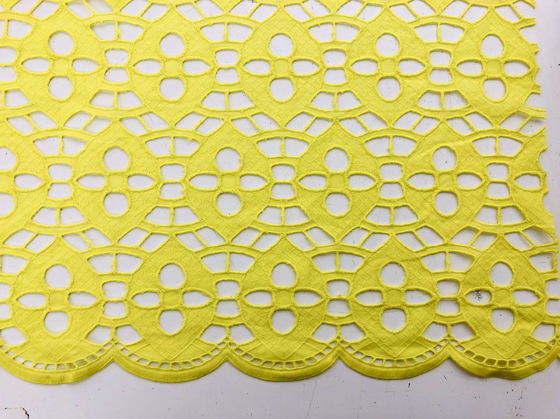 Custom Made Cotton Eyelet in Neon Yellow