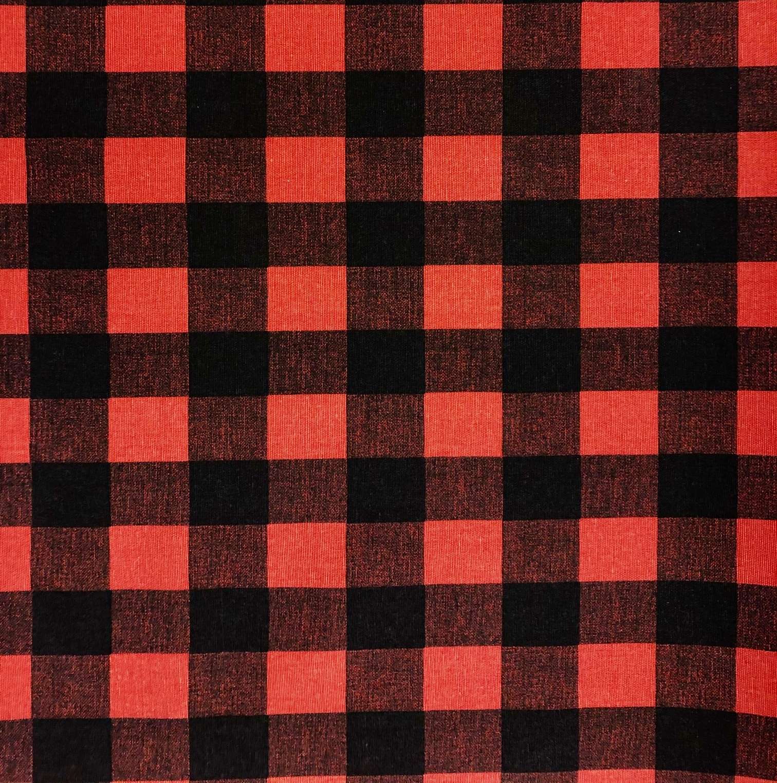 Printed Cotton Canvas Buffalo Check in Red Black