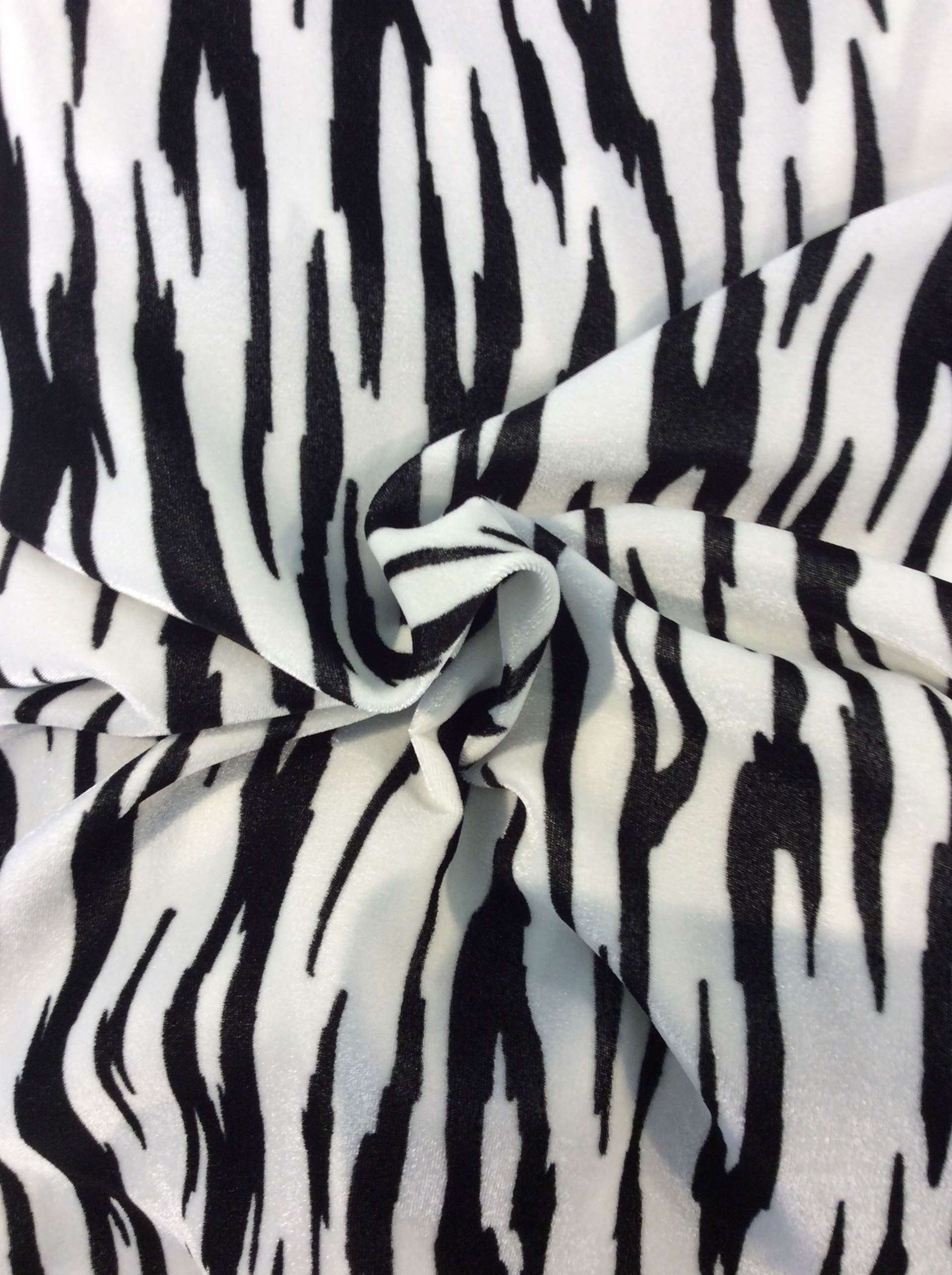 Rayon Zebra Print Velvet in Black/White