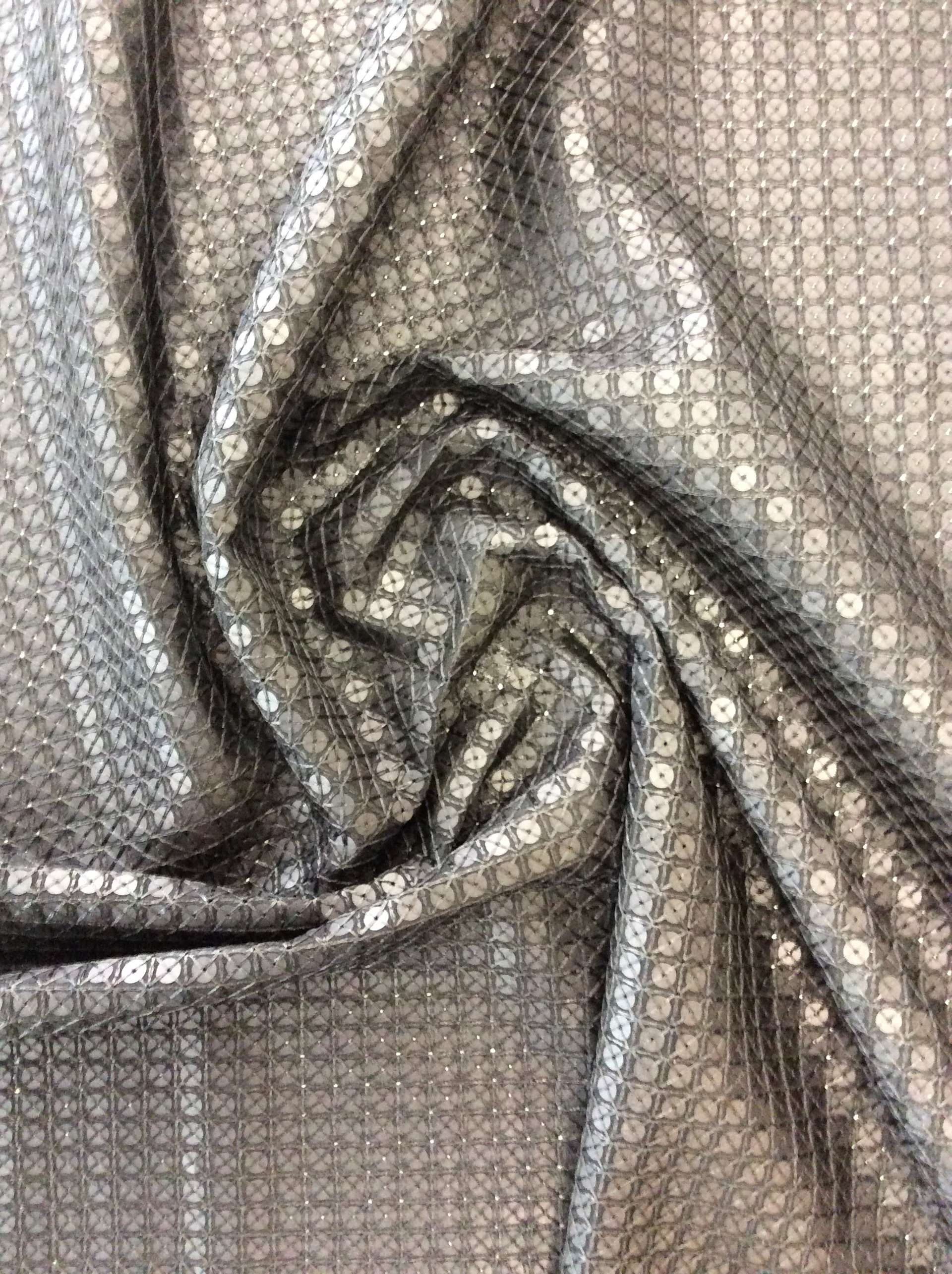 Matte Sequins on Polyester Chiffon in Black