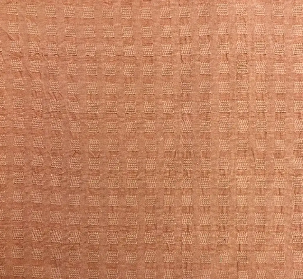 Woven Cotton Novelty Check in Salmon